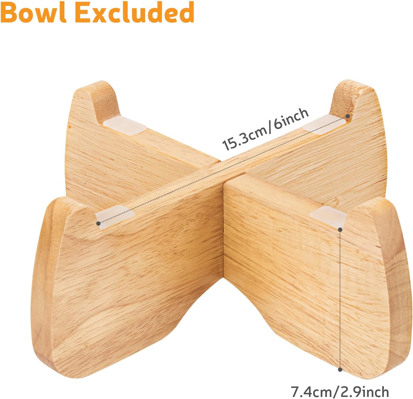 Elevated Cat Bowl Stand, 6.1" Diameter 3.5" High Rubberwood Stand for Cat Dish, Detachable Raised Bowl Holder with Non-Slip Pads, Anti Vomiting, Ergonomic Wooden Pet Feeder Holder for Cats