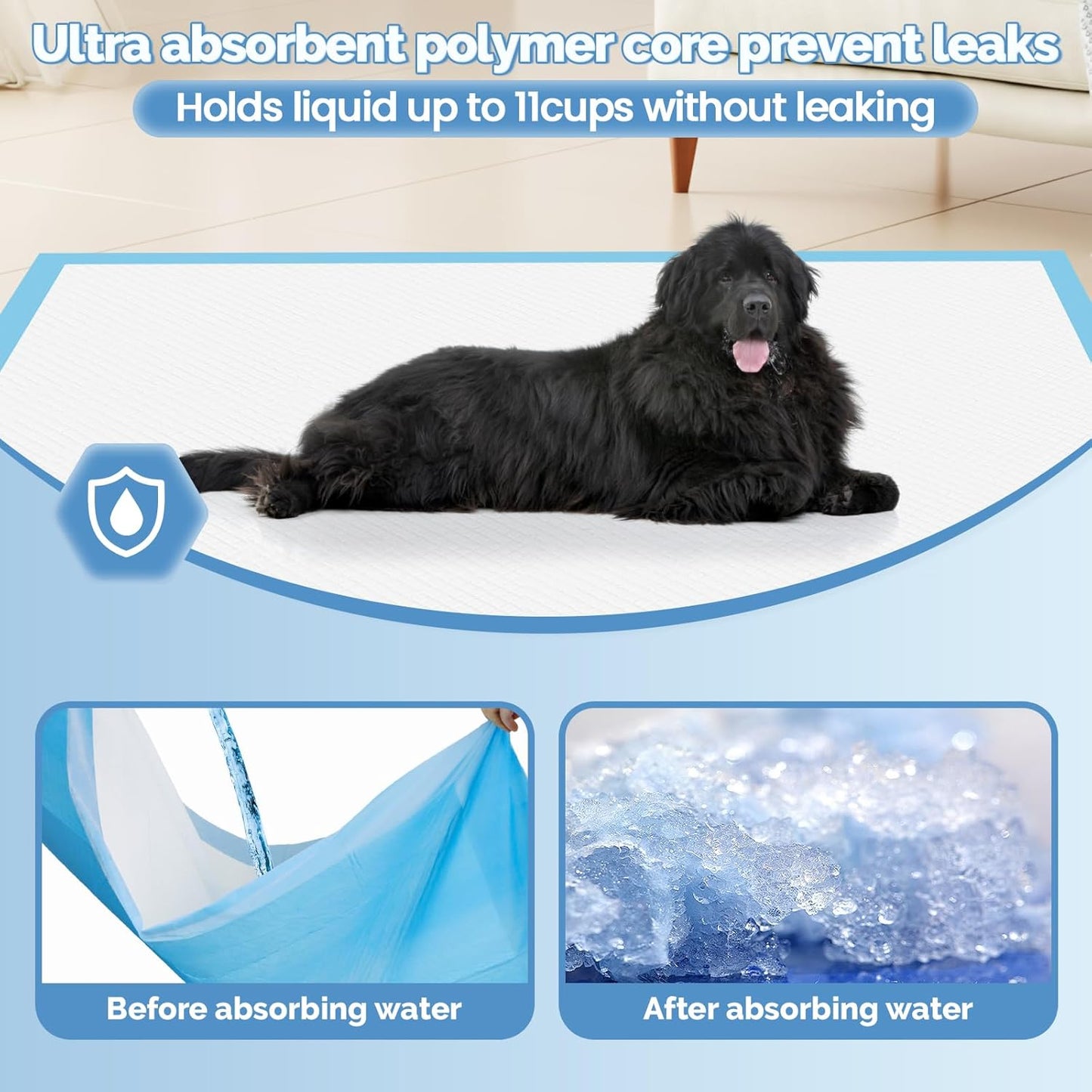 Bulubaky Heavy Absorbent Enormous 54"x37" Pee Pads for Large Dogs, Quick Dry Disposable Puppy Pee Pads, Thicken Strong Leak-Proof Backing Dog Pads 30Counts