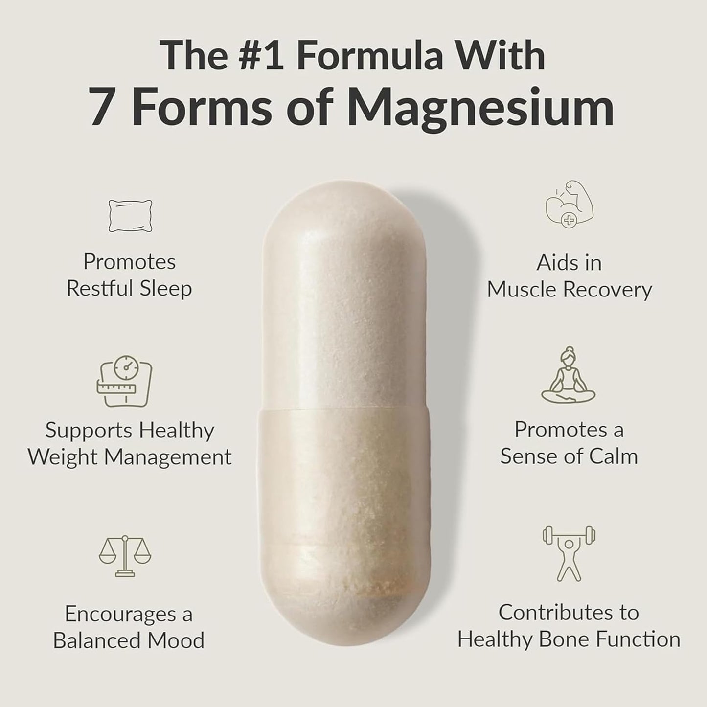 BIOptimizers Magnesium Breakthrough Supplement with 500mg - 7 Forms of Magnesium: Glycinate, Malate, Citrate, and More - Natural Support for Sleep and Cognitive Function -60 Capsules- Calming Vitamins