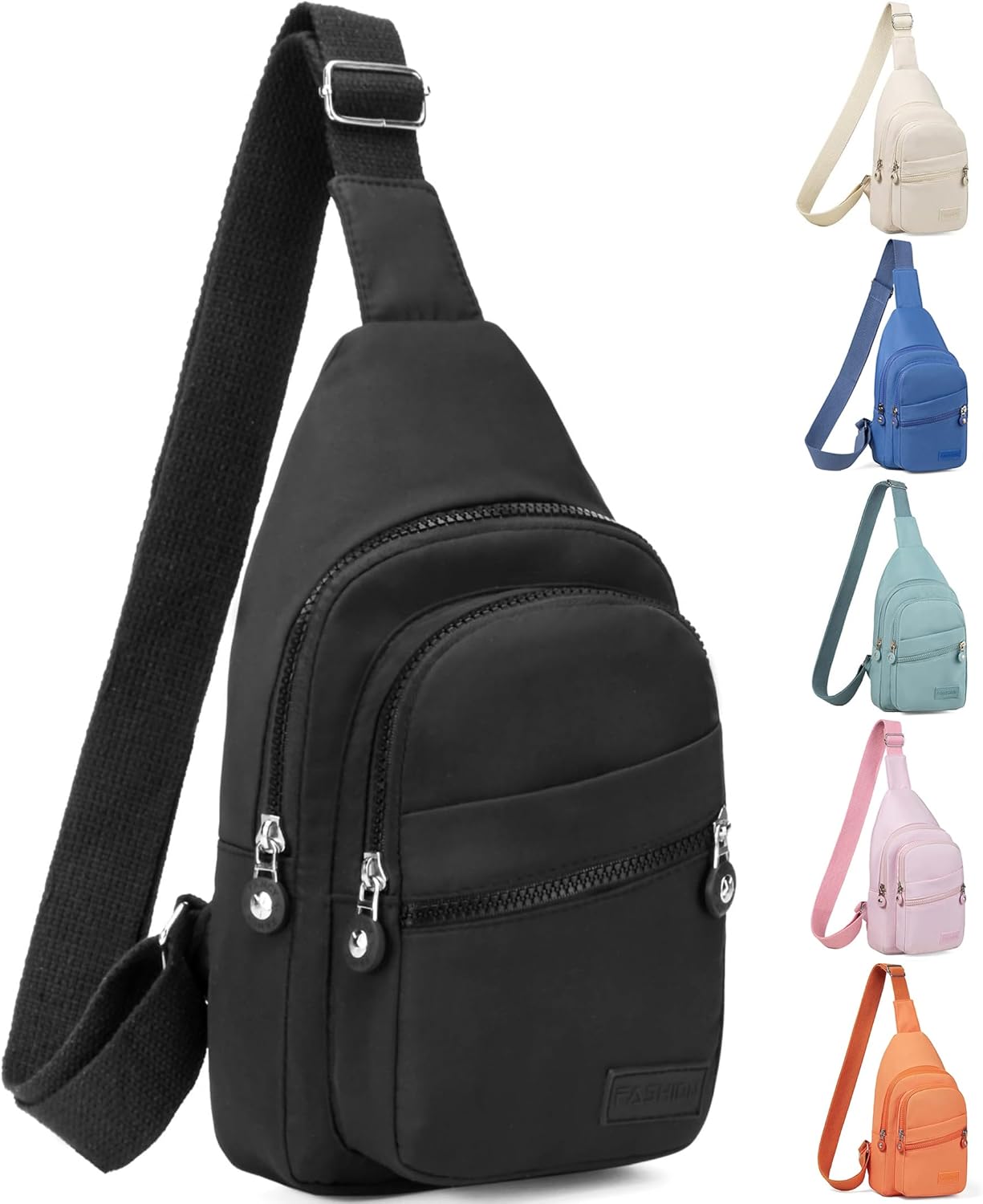 Small Sling Backpack Crossbody Sling Bag for Women Men, Chest Bag Daypack Fanny Pack Cross Body Bag for Outdoors Hiking Traveling - Black