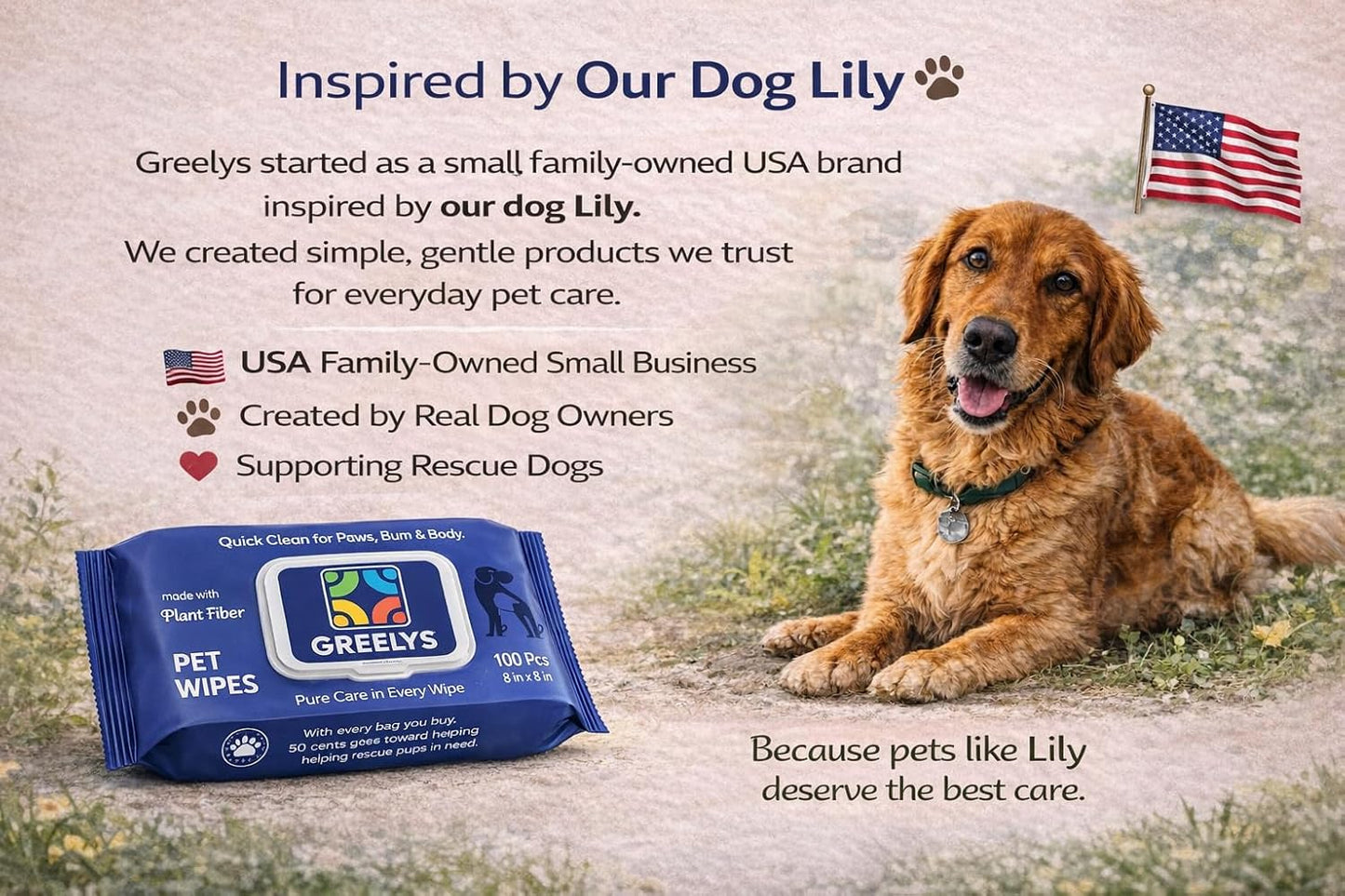 100 Count Dog Wipes, Plant-Based Bamboo Pet Wipes for Dogs & Cats, No Rinse Cleaning for Paws, Body & Butt, Deodorizing & Gentle
