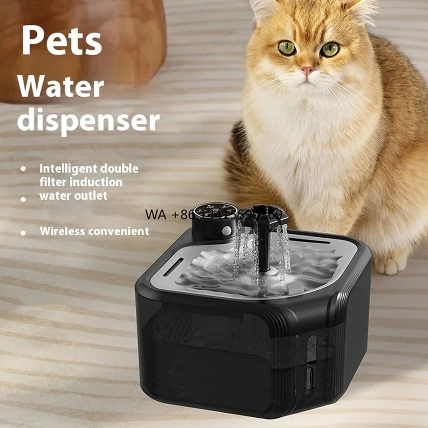 Smart-Circulate Dog Water Dispenser 2.8L Low Noise Design, ABS & Nonslip Tray for Daily Automatic Water Fountain