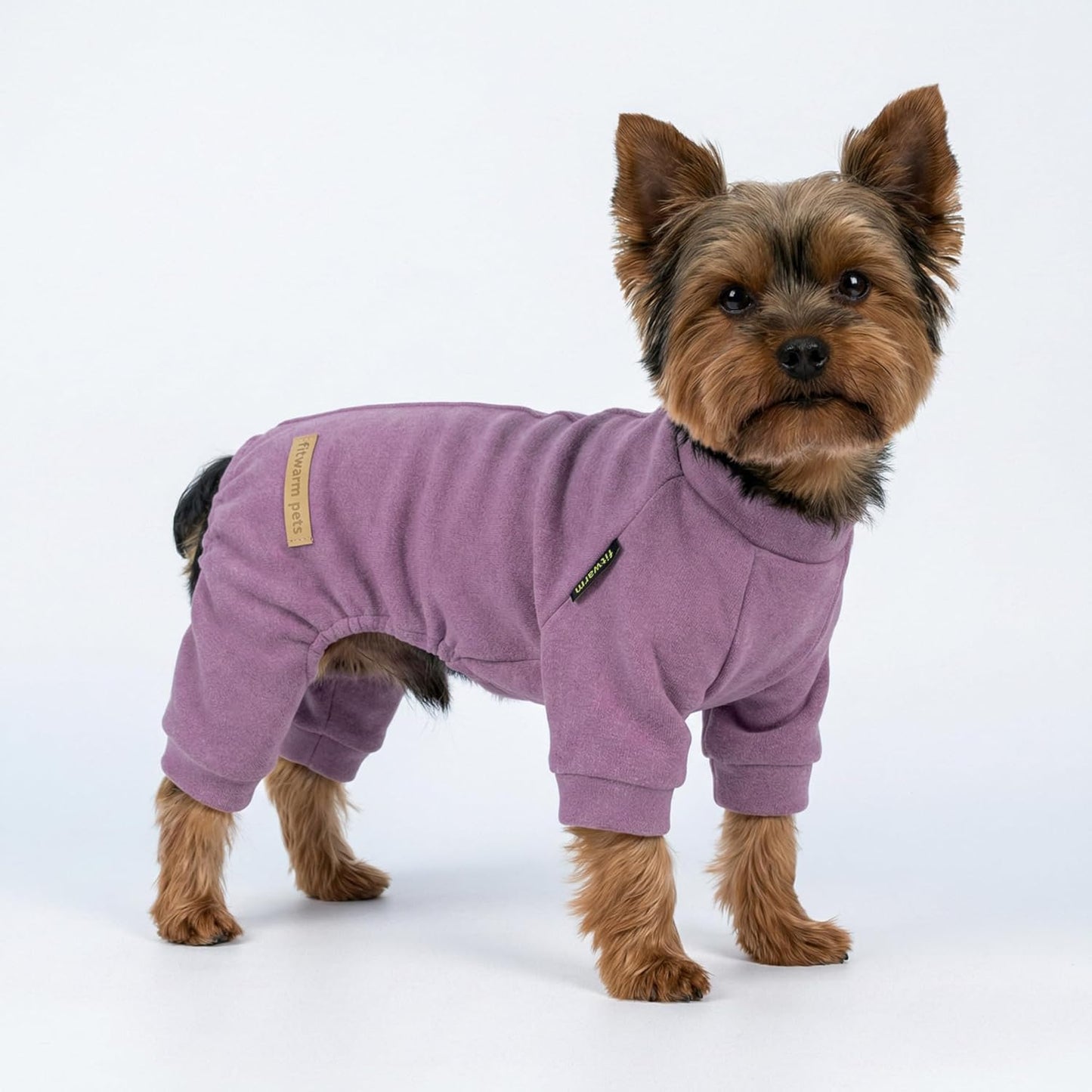 Fitwarm 2 Pack Lightweight Fleece Dog Pajamas, Warm Winter Dog Clothes for Small Dogs Boy Girl, Cozy Pet Onesie with Feet, Violet Purple, Large