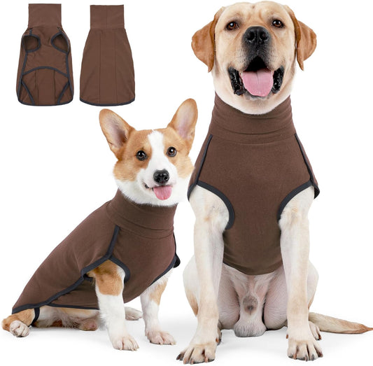 Dog Winter Sweater Vest - Windproof Warm Pullover with High Collar & Leash Hole, Soft Onesie Pajamas for Cold Weather - Pet Apparel for Small/Medium/Large Dogs Indoor/Outdoor Hiking Sleep