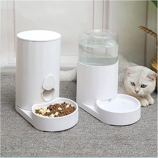 2 Pack Automatic Cat Feeder and Water Dispenser in Set,2.5L Gravity Pet Food Feeder and Water Dispensers for Cats Dogs Feeding Drinking cat Fountain