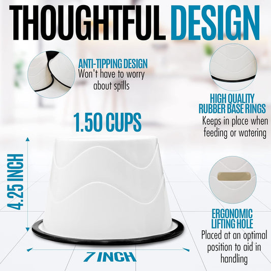 No Slip Base Elevated Bowls for Small Dogs and Cats Wearing Cone - Raised Bowls for Dogs and Cats - 2 Pair