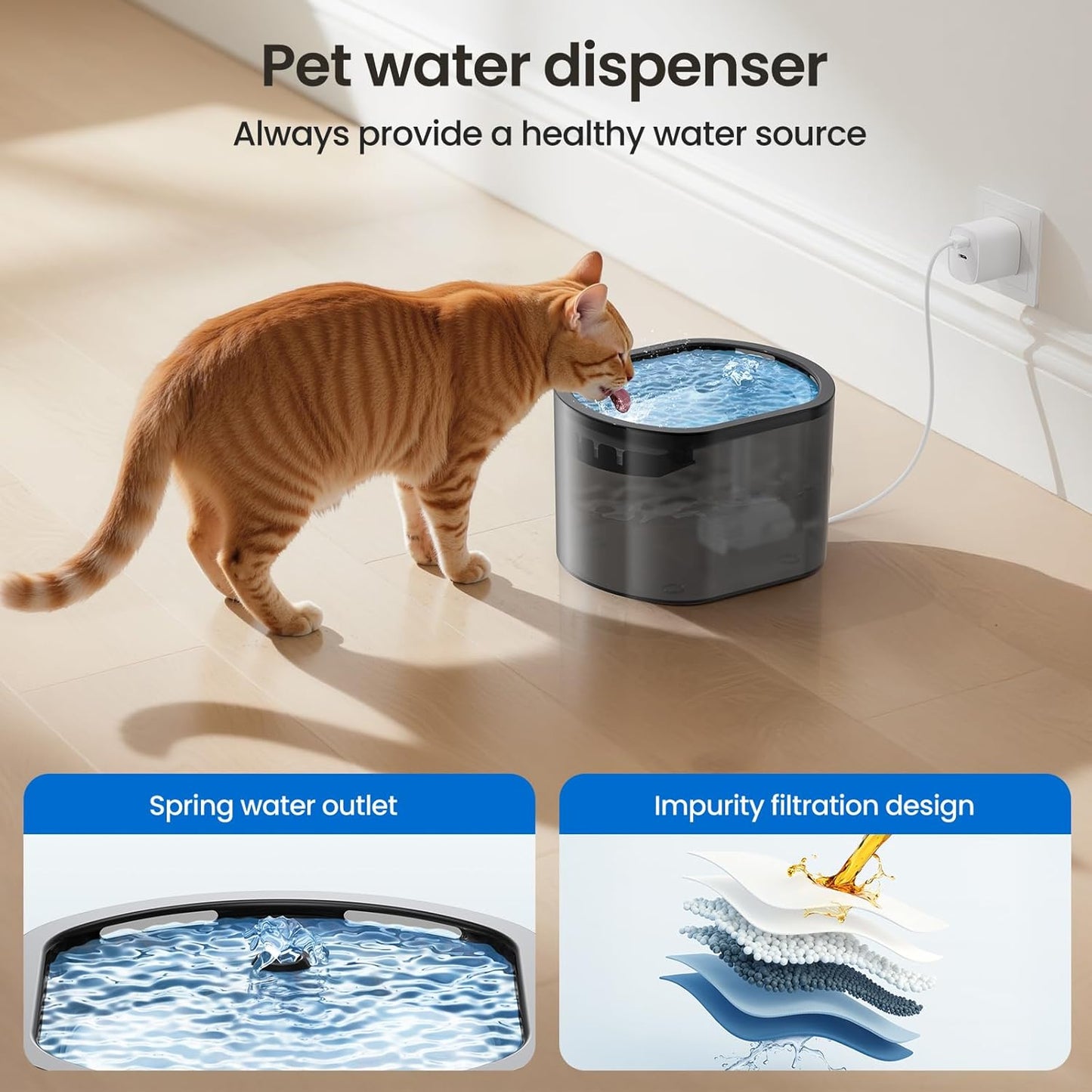 Automatic Cat Feeder and Water Fountain 2-in-1, Smart Timed Cat Food Dispenser with 2.4G WiFi APP Control, Automatic Dog Feeder and Water Dispenser with 10s Voice Recorder for Cats Small Dogs