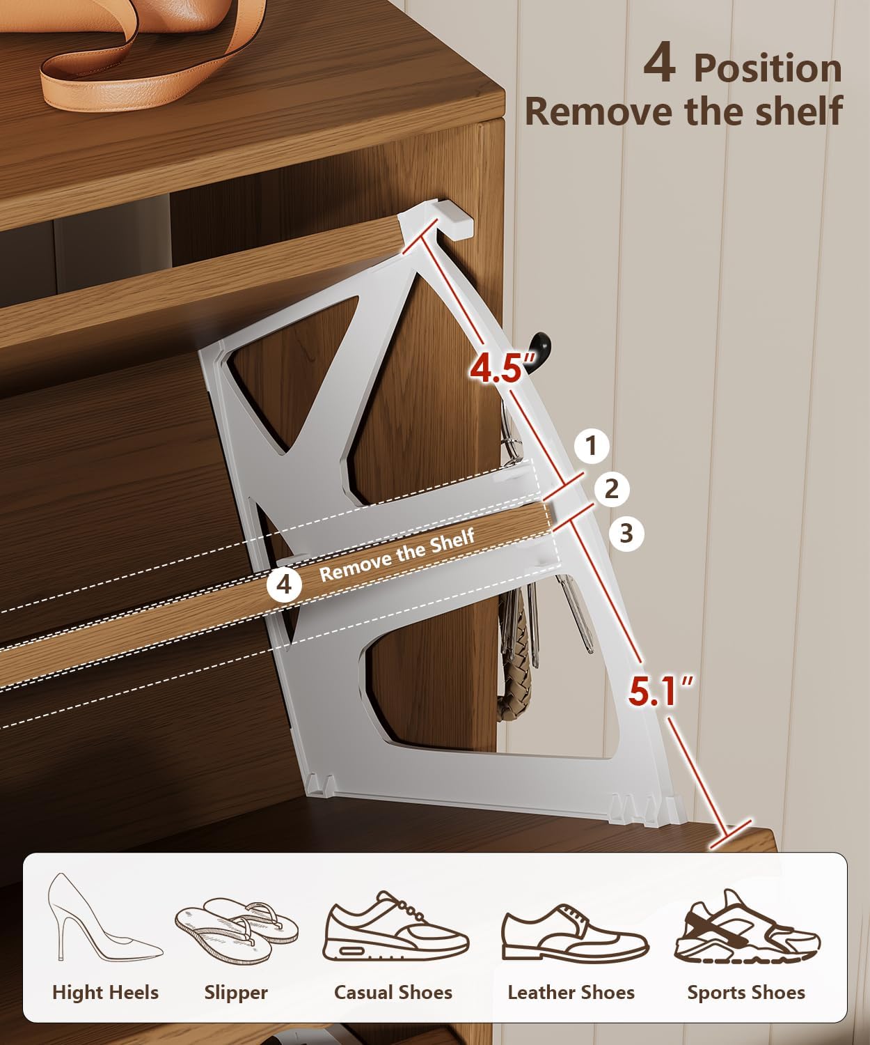 Fluted Shoe Storage Cabinet, Narrow Hidden Shoe Rack Cabinet with Metal Legs, Narrow Shoe Organizer, 2 Flip Drawers, for Entryway, Hallway, Living Room, Walnut