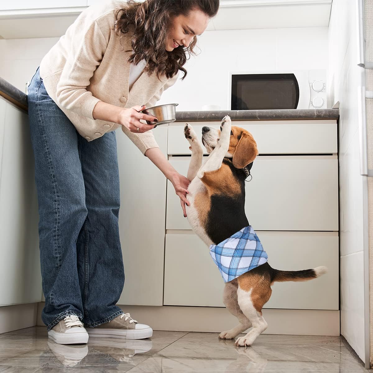 Pet Soft Dog Belly Bands - Washable Dog Diapers Belly Band for Male Dogs, Reusable Male Dogs Wraps 3pack for Doggy Puppy (Blue Plaid, L)