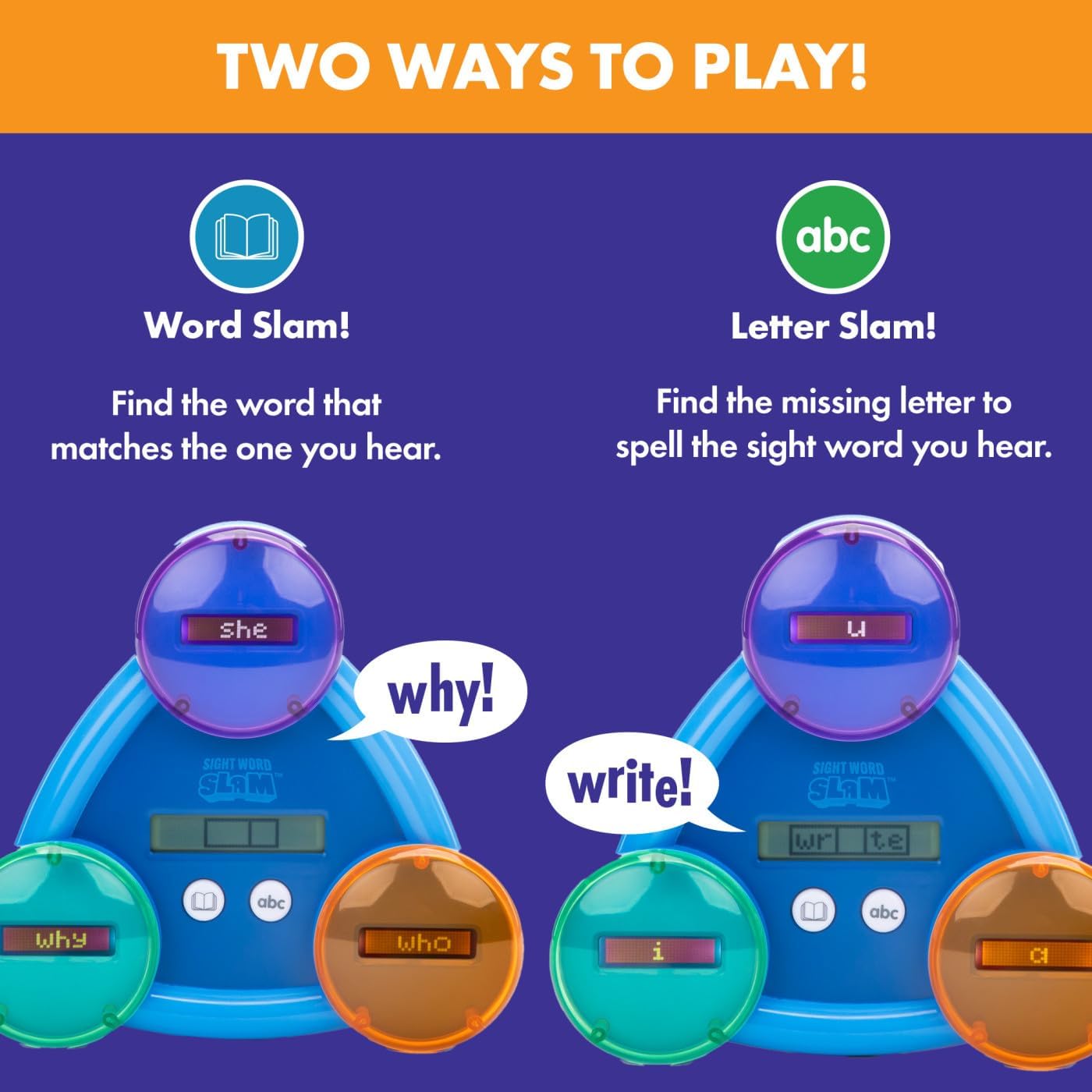 Educational Insights Sight Word Slam - Kindergarten Learning Activities, Electronic Sight Word Games, Flash Cards for Kids, Classroom Toys & Resources, Learn to Read CVC Words, Gifts for Kids Ages 5+