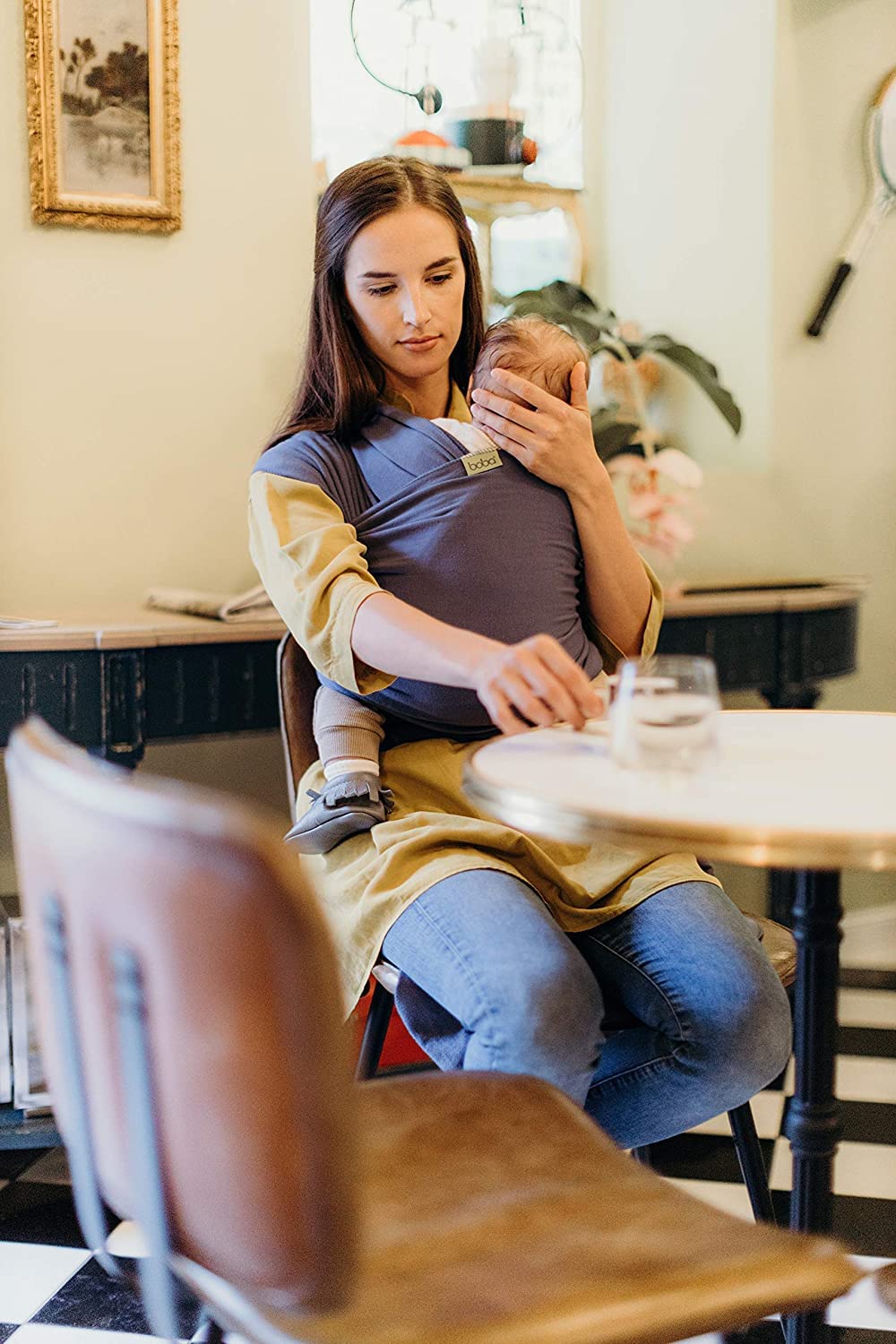 Boba Baby Wrap Carrier – Original Baby Sling for Newborns (7–35 lbs) – Soft, Secure, Hands-Free, Ergonomic Baby Carrier Wrap – Ideal for Comfortable Bonding, New Parents & Baby Registry - Vintage Blue