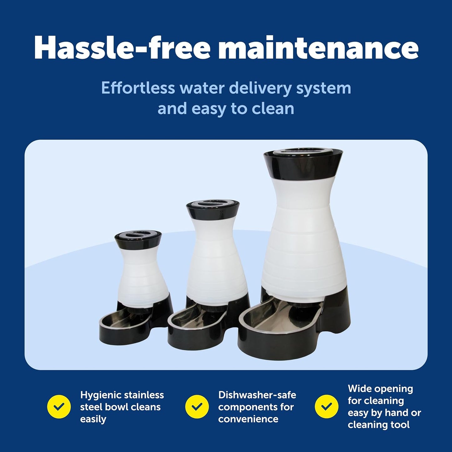 PetSafe Healthy Pet Water Station - Small, 64 oz Capacity - Gravity Pet Water Fountain, Automatic Cat Water Fountain, Dog Water Fountain, Water Dispenser - Removable Stainless Steel Bowl Included