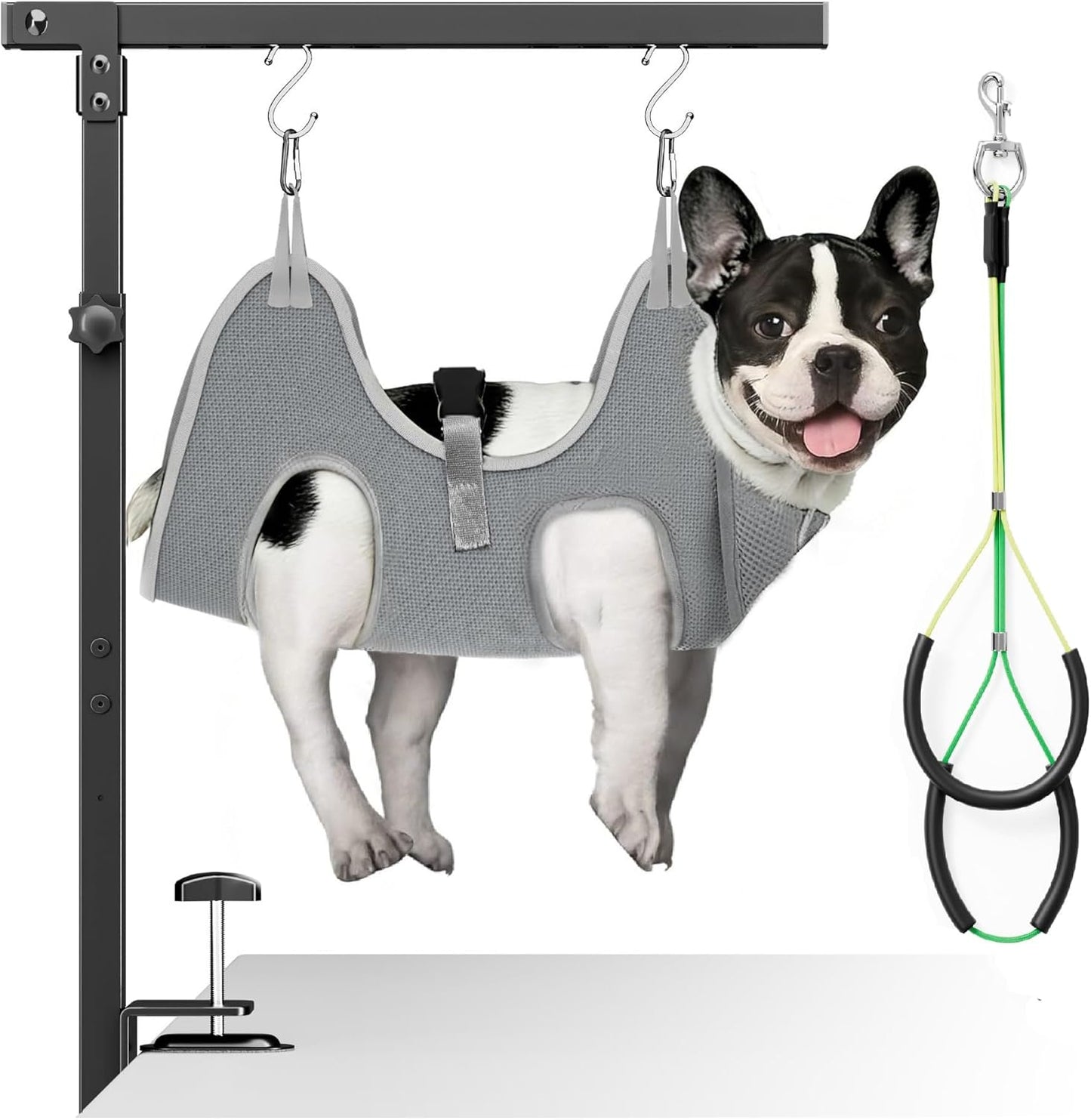 niffgaff Adjustable Dog Grooming Arm with Clamp, 26″–40″ Height, S Hammock with Back Buckle, No-Sit Grooming Restraint for Small & Medium Dogs