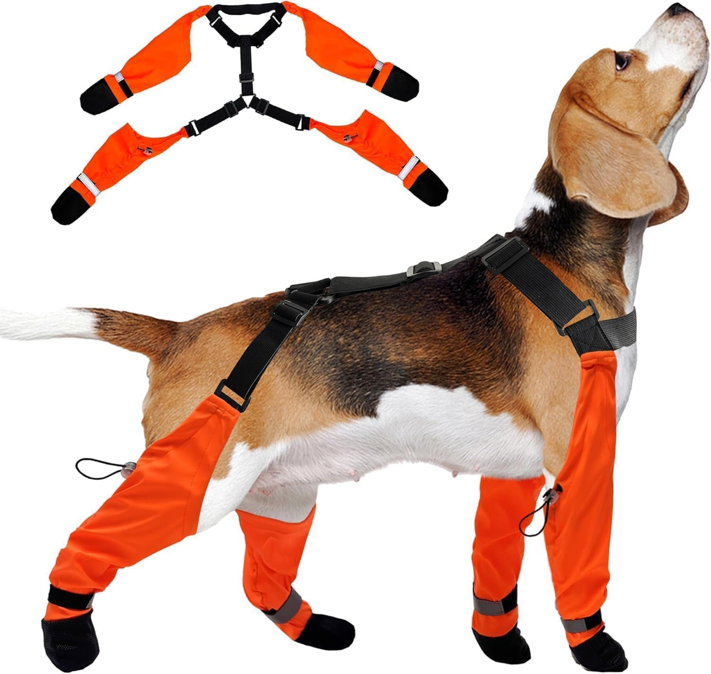 Dog Suspender Boots, Large Dog Rain Boots, Waterproof Doggy Winter Boot Snow Pants, Paw Protectors Legging Shoes with Suspenders, Anti-Slip Rain Boot (Small, Oranged)