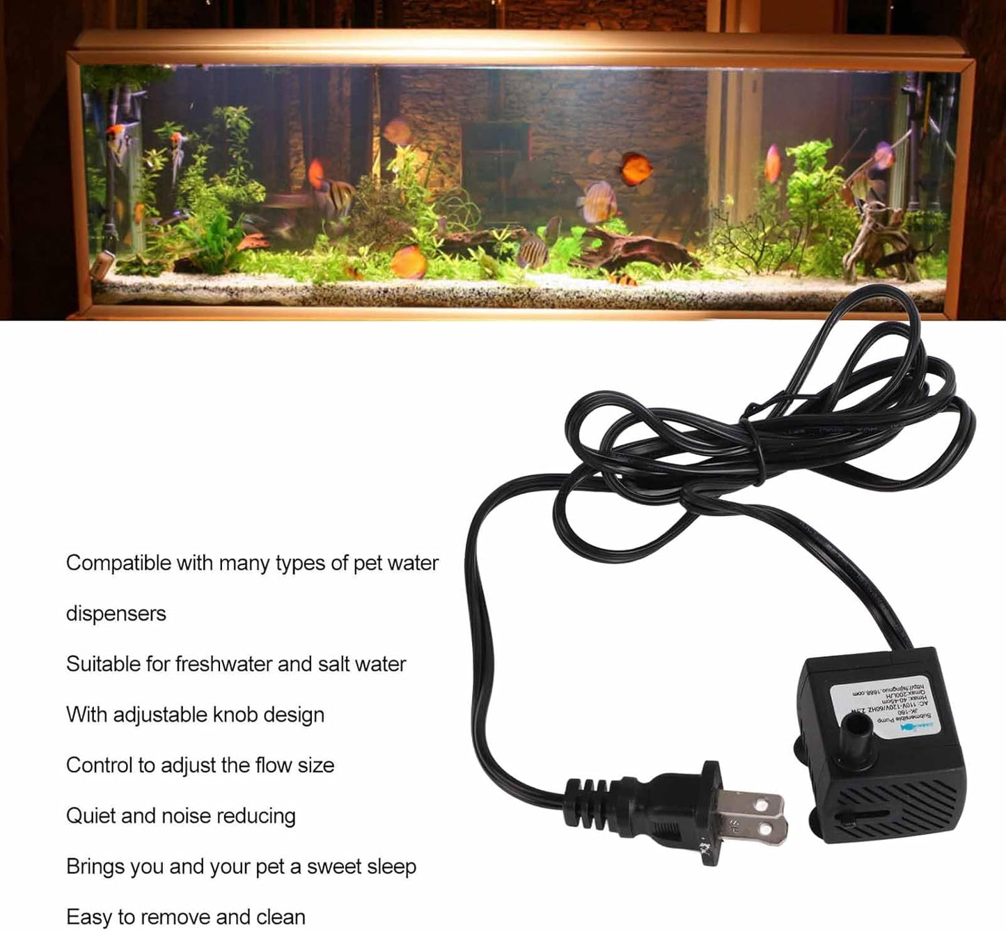 Pet Fountain Pump Replacement -Knob Design, Compatible with Many Types for Freshwater and Saltwater, Cat Water Dispenser Pump