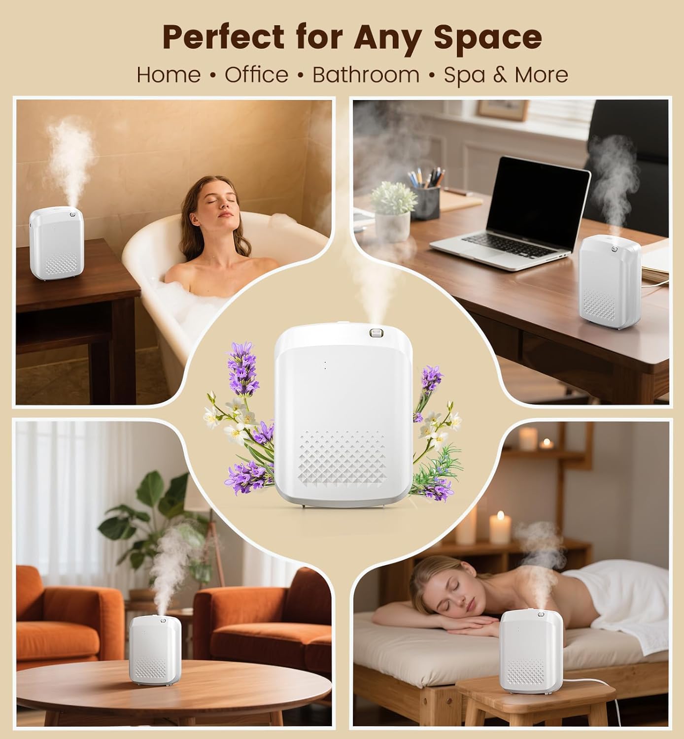 Waterless Essential Oil Diffuser 3000 Sq.Ft Coverage for Large Home Hotel Office, 400ml Cold Air Scent Machine for Aromathrapy, Bluetooth App Control, No-Noise Aroma Diffuser On Wall Gift for Her