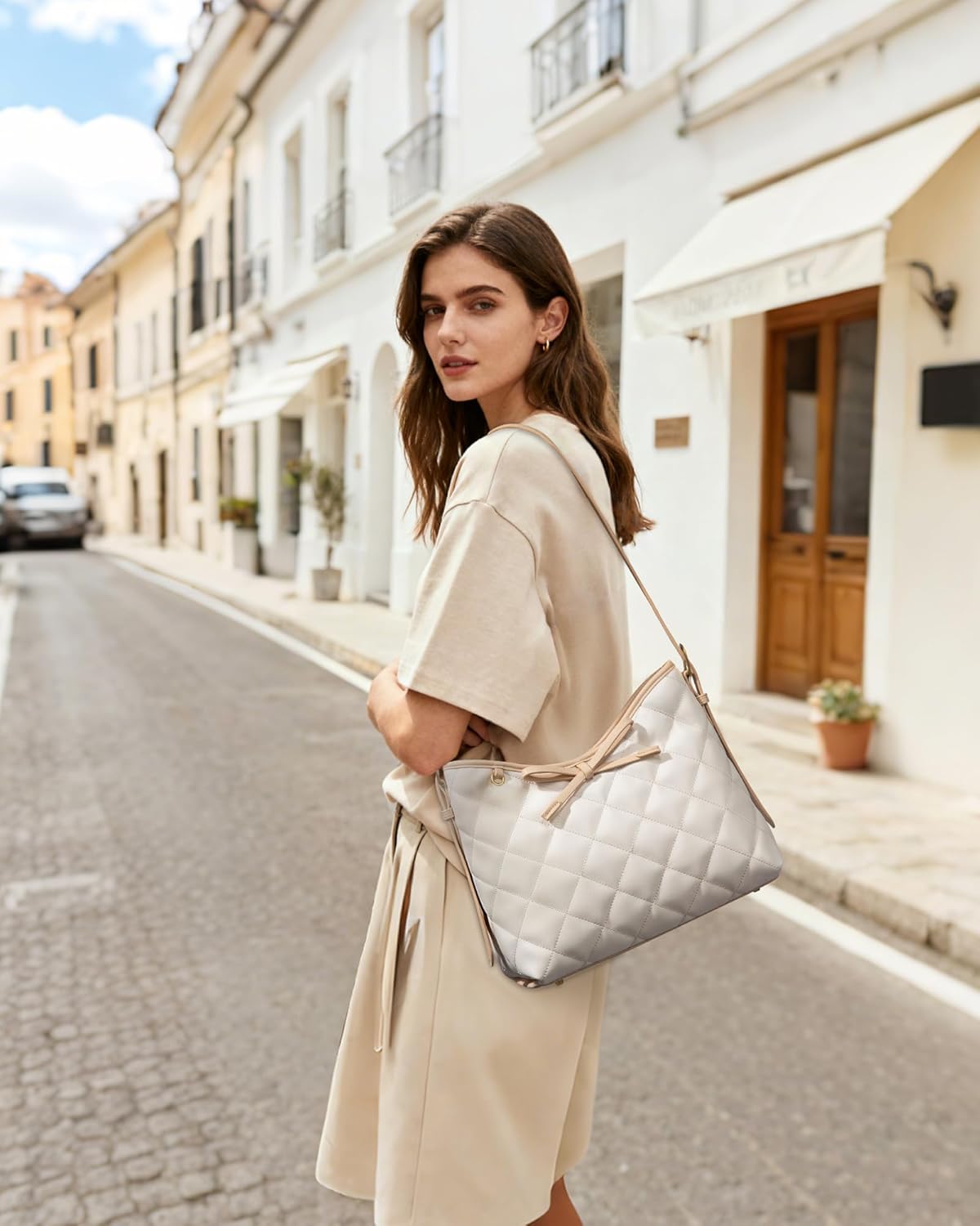 LOVEVOOK Purses for Women Soft Leather Hobo Handbags Quilted Crossbody Bag Designer Carteras Para Mujer Bucket Purse