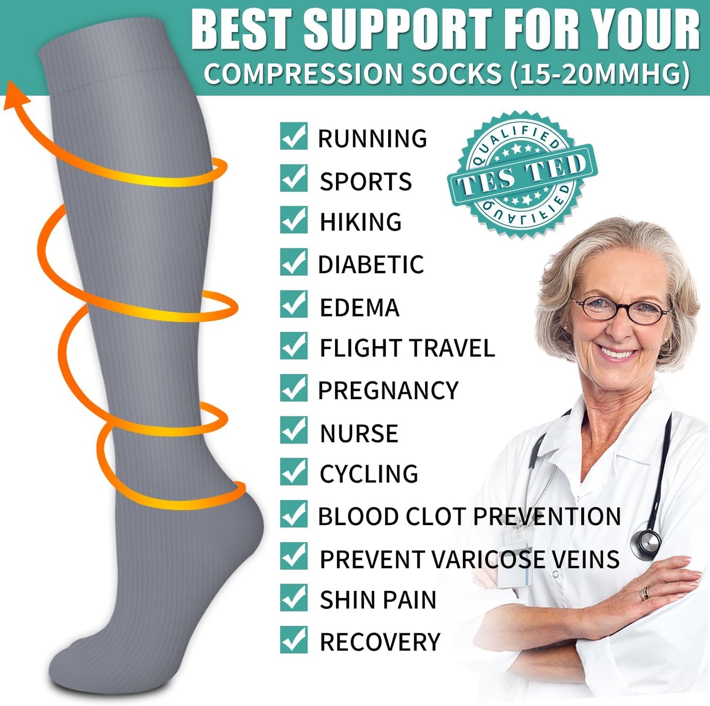 Laite Hebe 3 Pack Compression Sock-Compression Sock For Women and Men Circulation -Best for Running,Athletic Sports