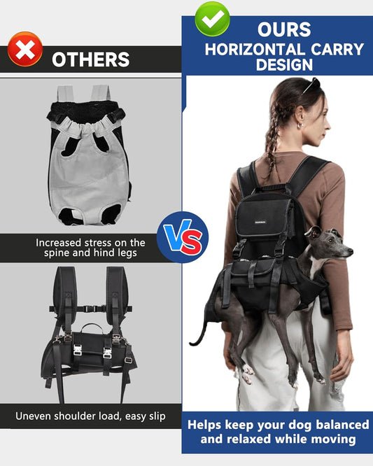 Dog Backpack Carrier(10-20lbs), Pet Lift Carrier for Medium to Large Dogs, Breathable Mesh Comfortable Adjustable Straps,Lightweight Travel Backpack for Pet Disabled, Injuries, Hiking