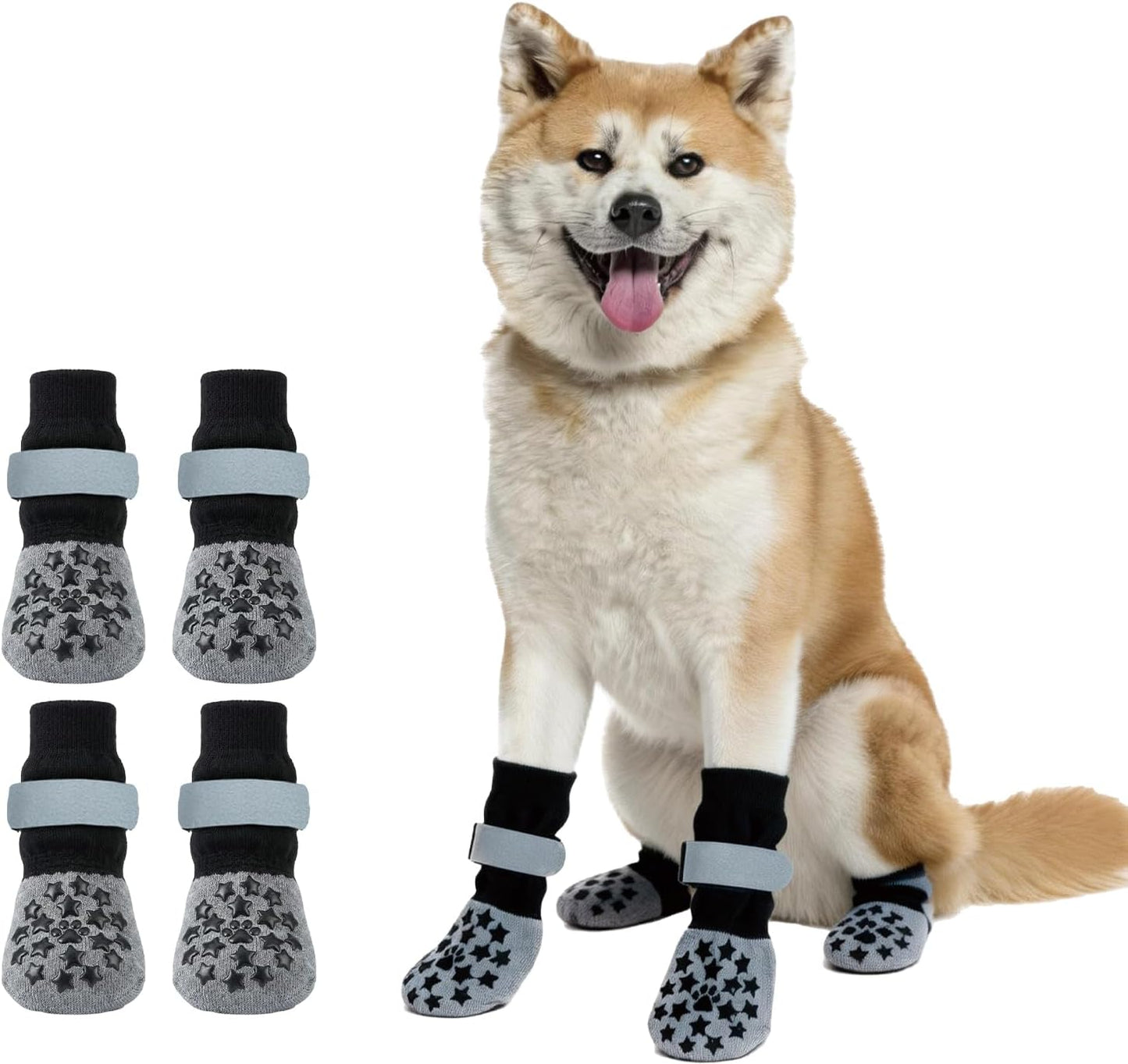 Reflective Dog Socks Grippy Socks Prevent Licking Paws，Anti Slip Paw Protection, for Hardwood Floors & Hot & Cold Pavement, Small Medium Large & Senior Dogs