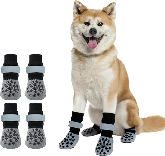 Reflective Dog Socks Grippy Socks Prevent Licking Paws，Anti Slip Paw Protection, for Hardwood Floors & Hot & Cold Pavement, Small Medium Large & Senior Dogs