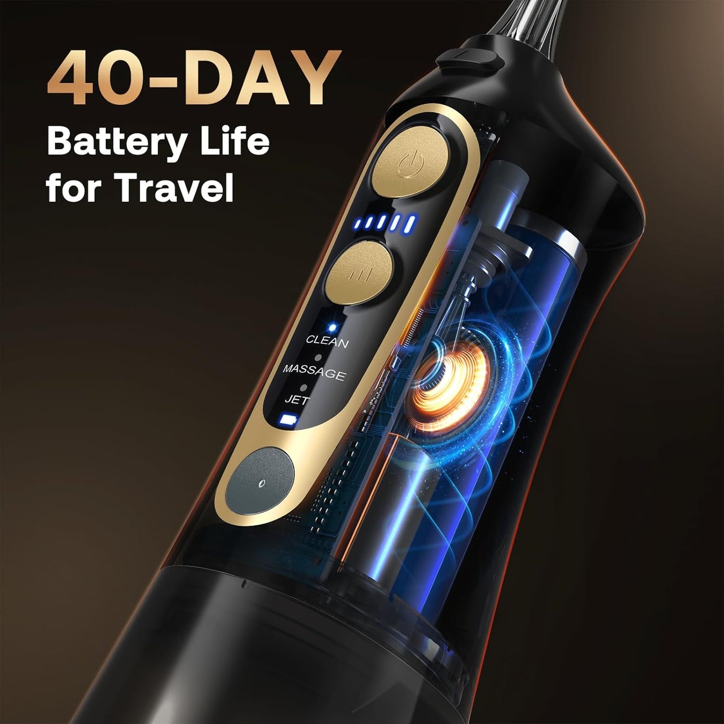 Bitvae C6 Water Dental Flosser for Teeth, Cordless Flosser for Travel with 6 Jet Tips, 3 Modes 5 intensities, IPX7 Waterproof Portable & Rechargeable Oral Irrigator Cleaner, Black
