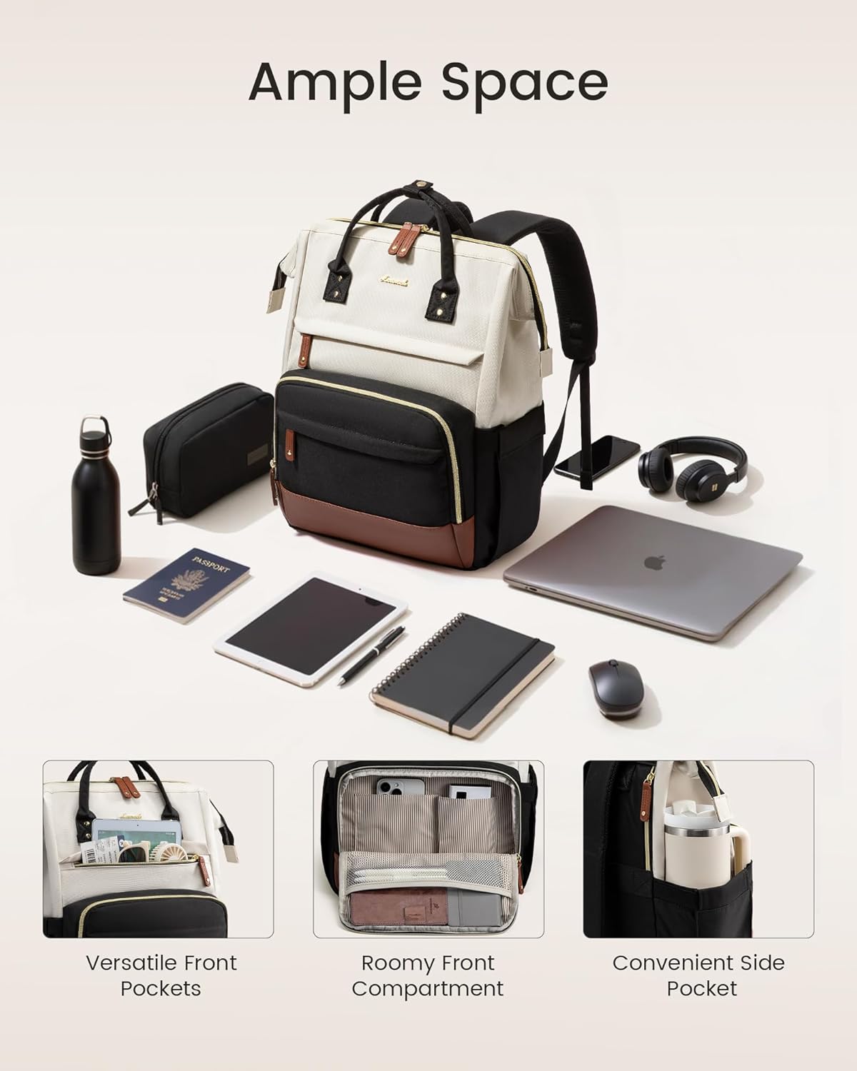 LOVEVOOK Laptop Backpack for Women, 15.6 Inch Work Business Backpacks Purse With Large Capacity, Waterproof Nurse Bag College Bookbag for School, Waterproof Casual Daypack for Travel
