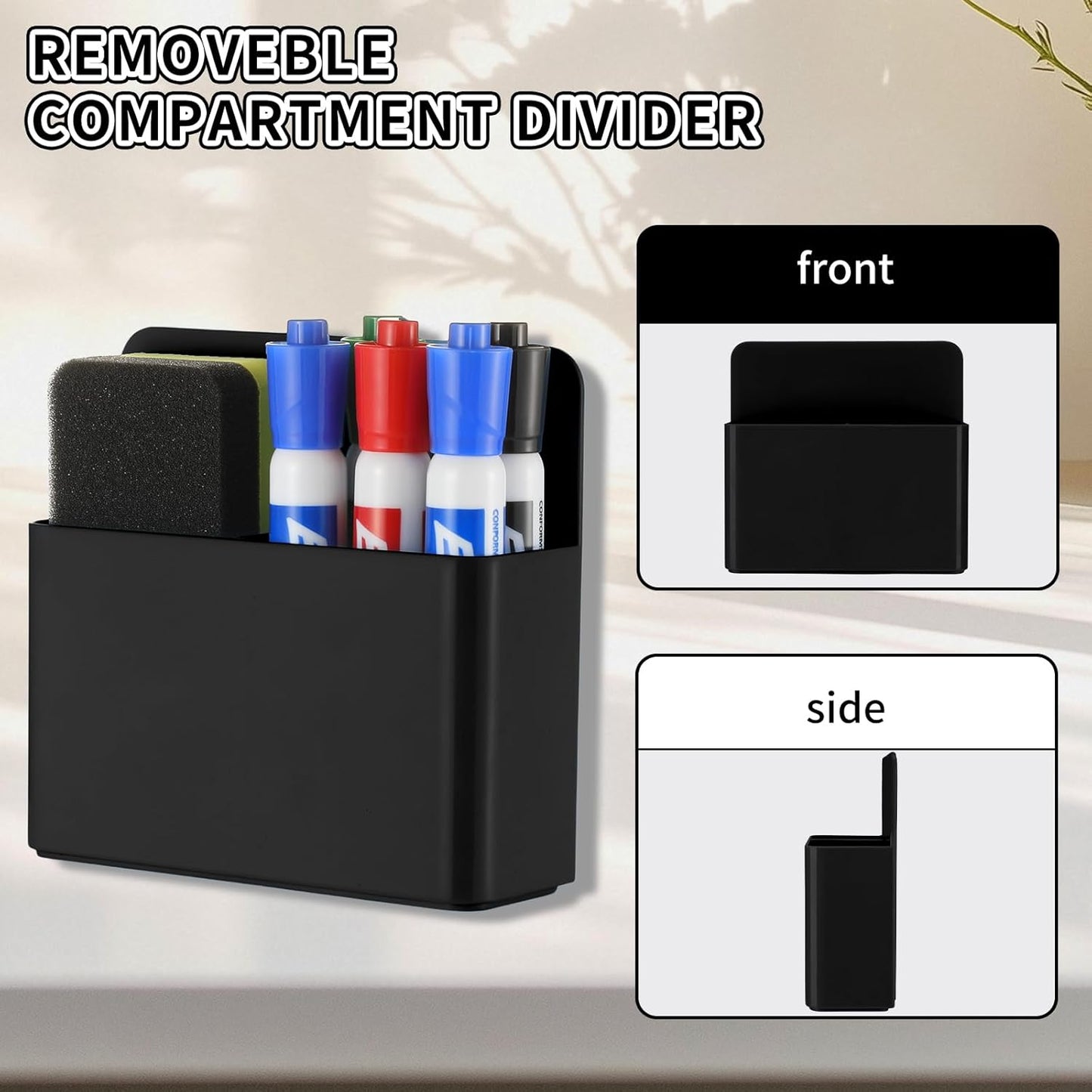 Camelmother 2Magnetic Marker Holder For Whiteboard Dry Erase Marker Holder For Office Refrigerator Fridge Classroom Must (black)