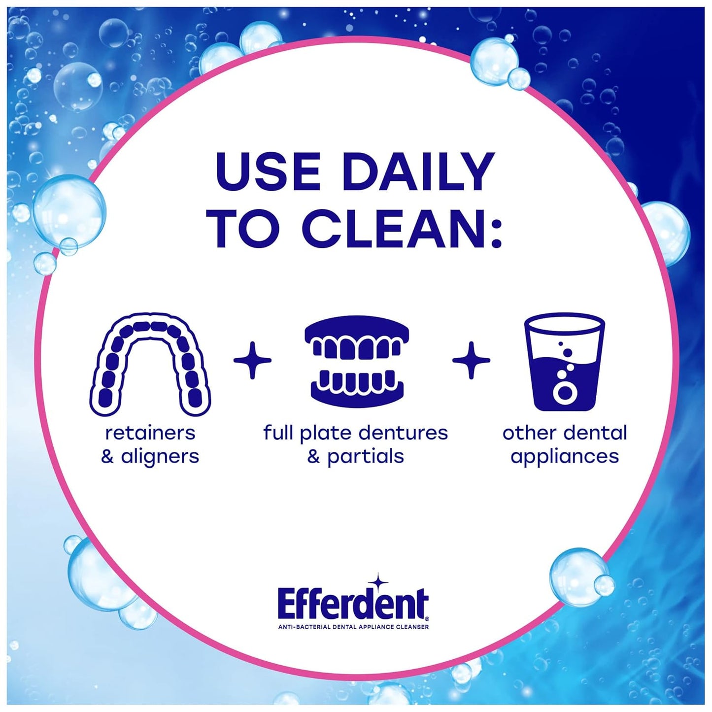 Efferdent Denture Cleaner Tablets – Dental Appliances, Aligners, Mouth Guard, and Retainer Cleaner Tablets, Complete Clean, 126 Count