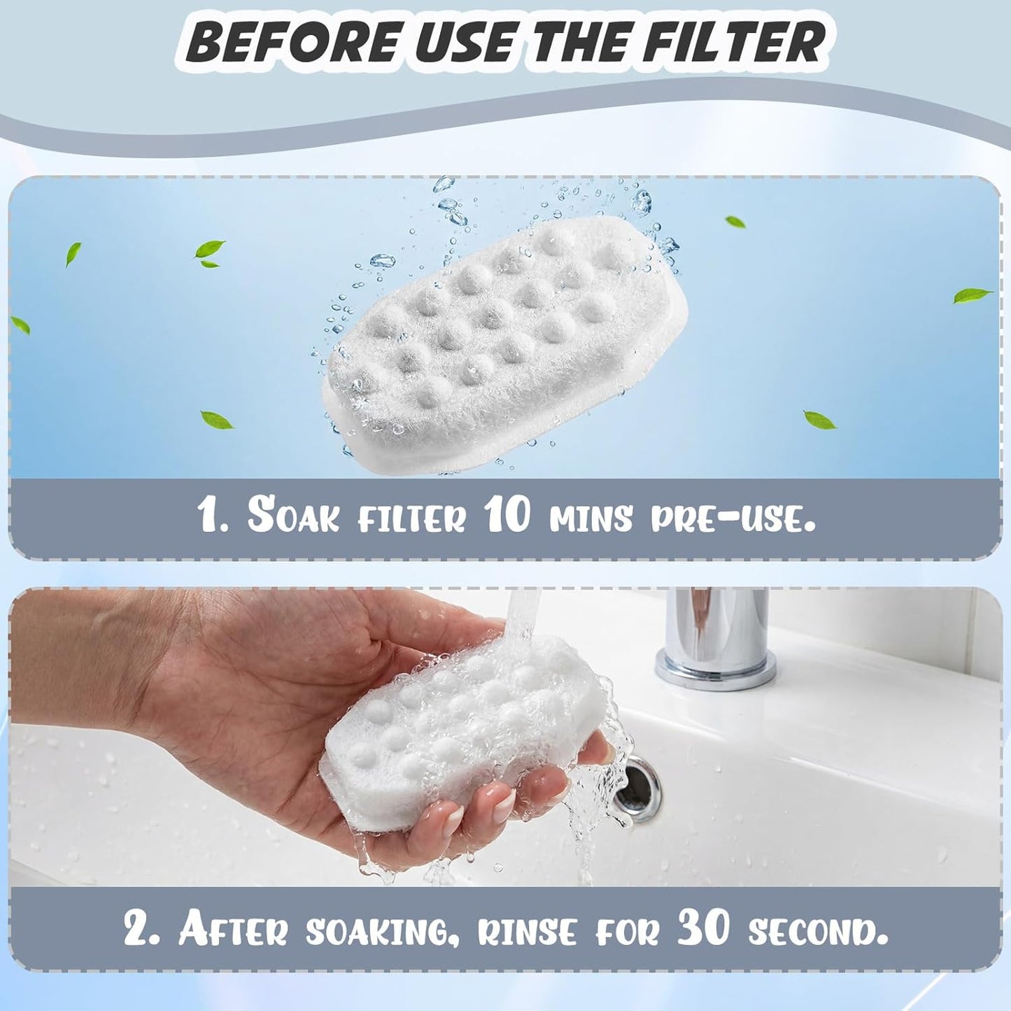 Lewtemi 40 Pack Cat Water Fountain Filter Pre-filter Sponges Set for Stainless Steel 3.2l/108oz 20 Pet Fountain Replacement Filters 20 Pre-filter Sponges for Cat Dog Water Fountains Filter Replacement