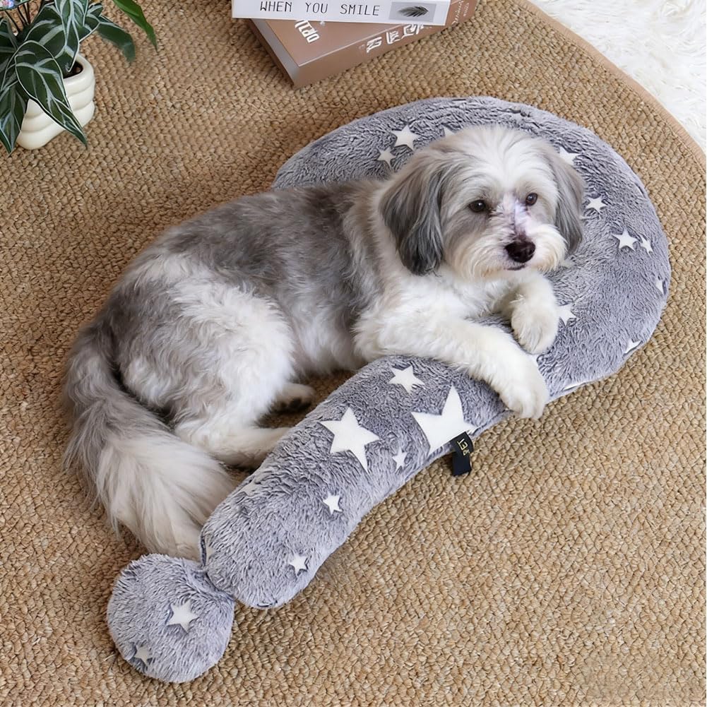 Dog Pillows, 2pcs Pillowcase, Washable Dog Pillow, Side Zip with Replaceable Pillowcase, Glow in The Dark Cat Calming Pillow, Cozy Neck Support for Deep Sleep (M)