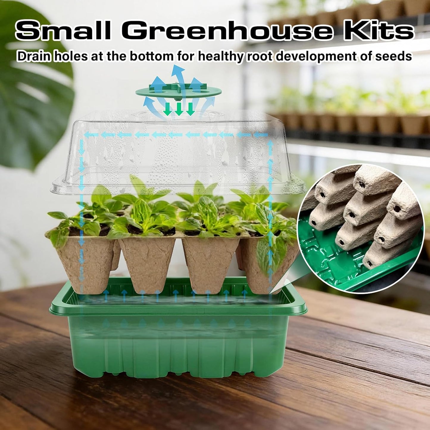 Seed Starter Tray Kit 10 Pack, Seed Starting Trays with Humidity Dome (120 Cells Total), Plant Germination Trays Complete Mini Greenhouse for Seed Growing & Seedlings
