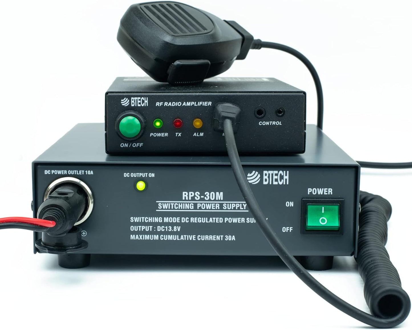 BTECH RPS-30M 30 Amp Compact Regulated Bench Power Supply - 13.8V AC-to-DC Converter with Screw Terminals & Cigarette Plug Output