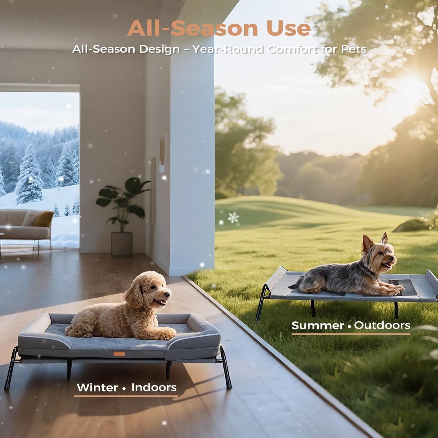 Lekereise Raised Dog Bed for Small Dog 32x25 Inch, Comfortable Orthopedic Pet Beds with Egg Crate Foam, Removable Dogs Couch Bed for Indoor Outdoor, Load 40lb, Grey