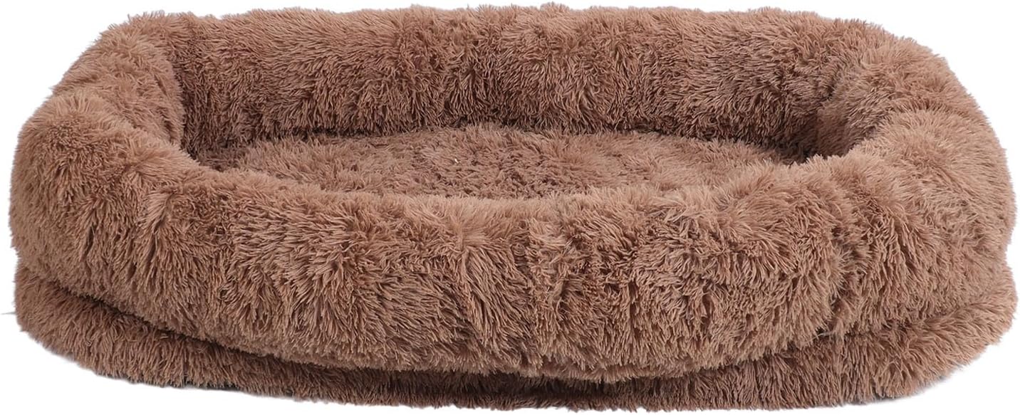 Large Human Dog Bed, Cozy Plush Sized Pet Bed with Removable Cover, Machine Washable Cloth, Ideal for Living Room, Bedroom, Office Human Dog Bed Large Dog Bed Humans