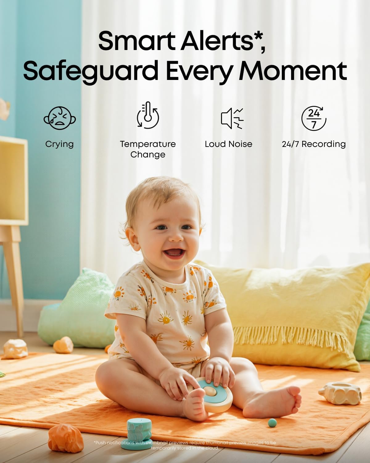 eufy Baby Monitor C10 with 2K HD Camera, 4.5" 480p Display, 4× Zoom, Pan-Tilt, Night Vision, Hybrid Wi-Fi & No Wi-Fi Connection, 12 H Battery, Motion, Cry, Noises, Temperature Alerts, 2-Way Talk, VOX