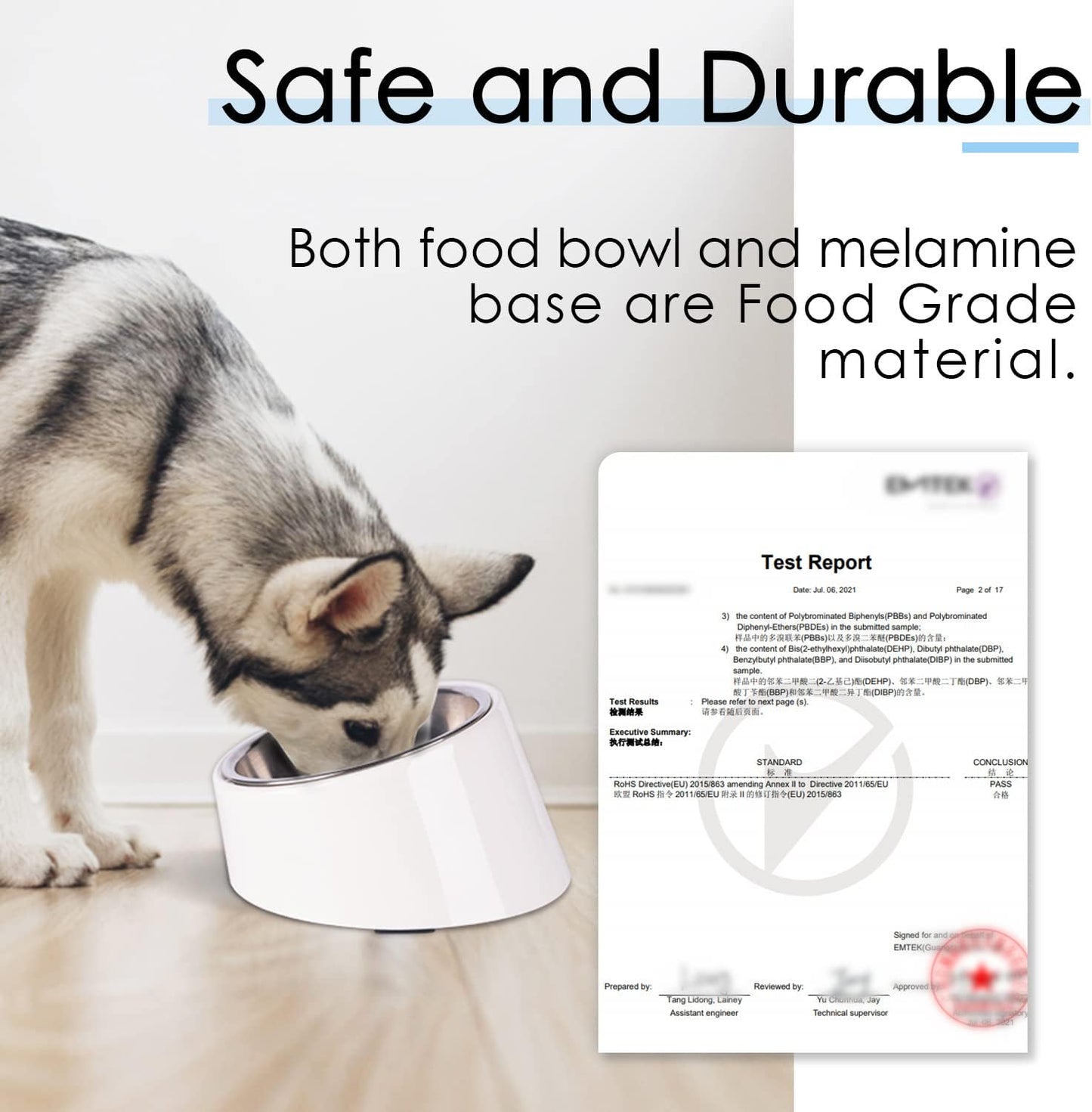SuperDesign Mess Free 15° Slanted Bowl for Dogs and Cats, Tilted Angle Bulldog Bowl Dog Feeder, Non-Skid & Non-Spill, Easier to Reach Food S/0.5 Cup White