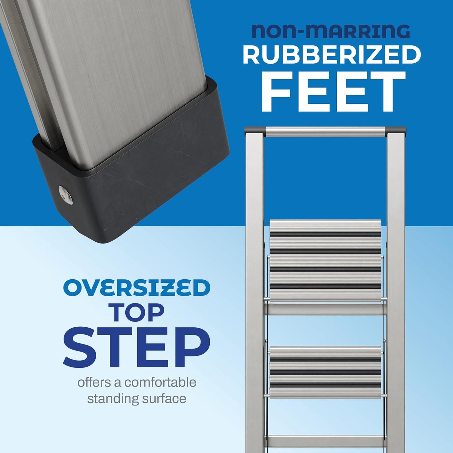 Step Ladder 3 Step Folding, Decorative - Modern Beautiful Aluminum, Lightweight, Ultra Slim Profile, Anti Slip Steps, Sturdy-Portable for Home, Office, Kitchen, Photography Use,by SORFEY