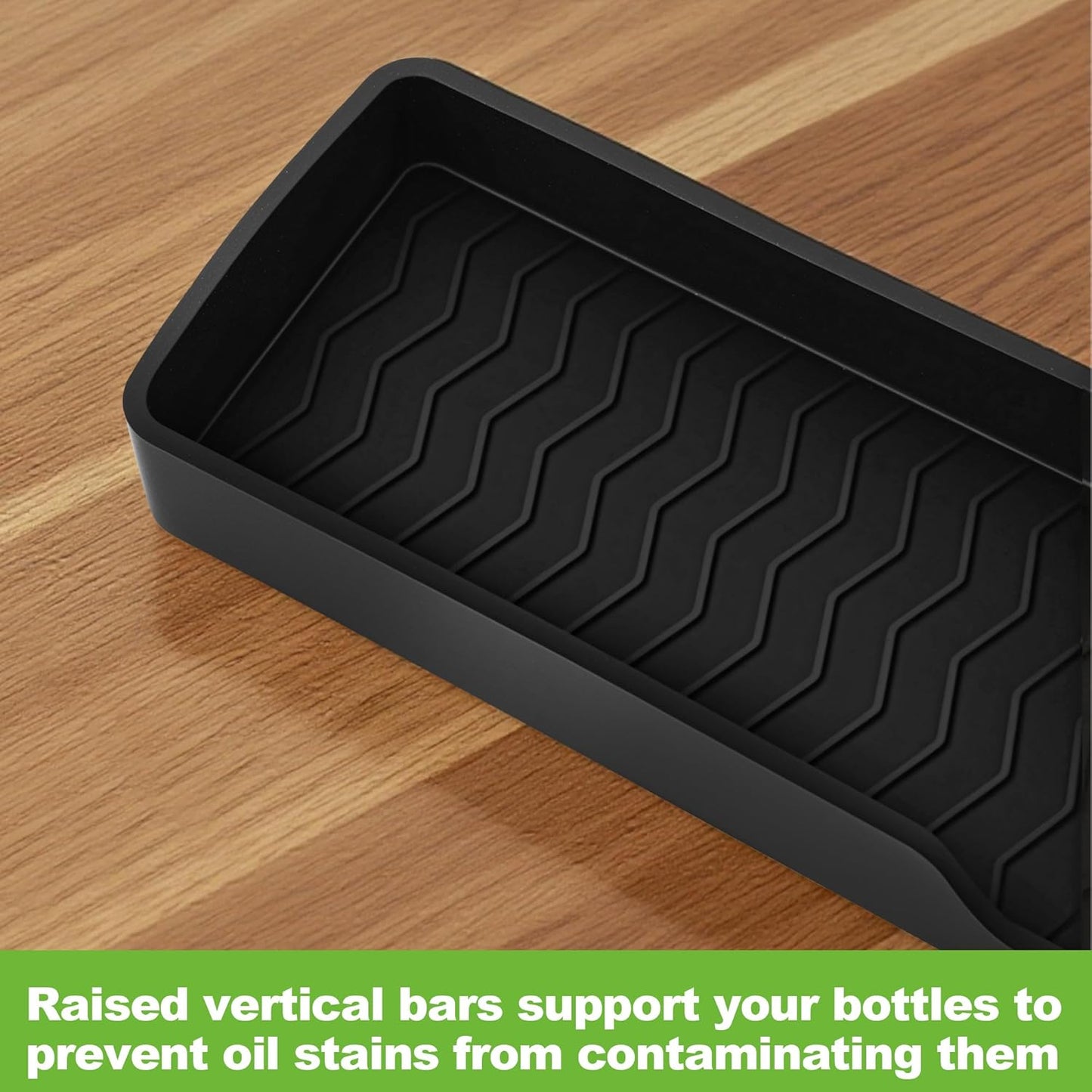 30 Inch Magnetic Stove Top Shelf | 3-Zone Kitchen Organizer with Anti-Slip & Anti-Fall Design | Heat Resistant (-40°F to 446°F) Food-Grade Silicone Spice Rack for Flat Stoves-Black