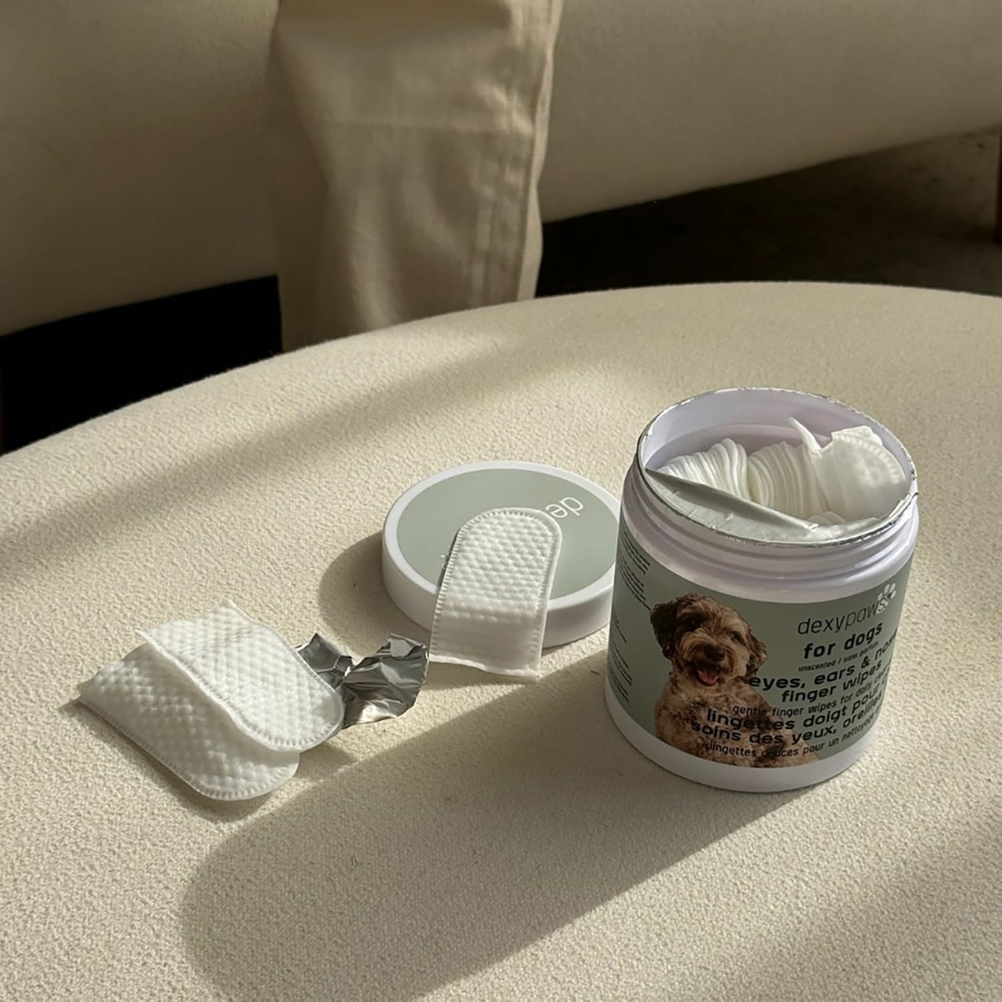 Eyes, Ears & Nose Finger Wipes - Dog - 100ct Soft Cleansing Wipes, Unscented, Pet Safe, Daily Grooming & Care, Control Design, Pre-Moistened