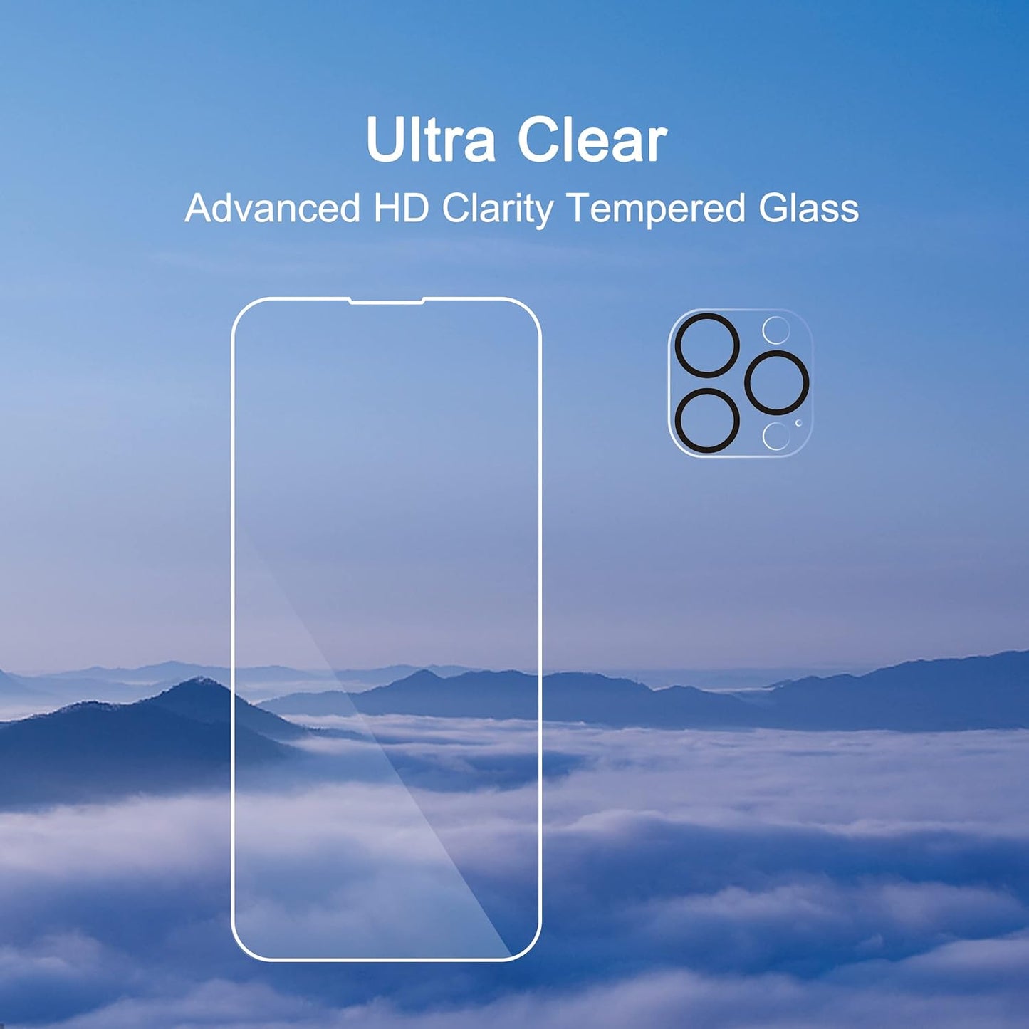 Ailun 3 Pack Screen Protector for iPhone 14 Pro Max [6.7 inch] + 3 Pack Camera Lens Protector,Sensor Protection,Dynamic Island Compatible,Case Friendly Tempered Glass Film,[9H Hardness] - HD