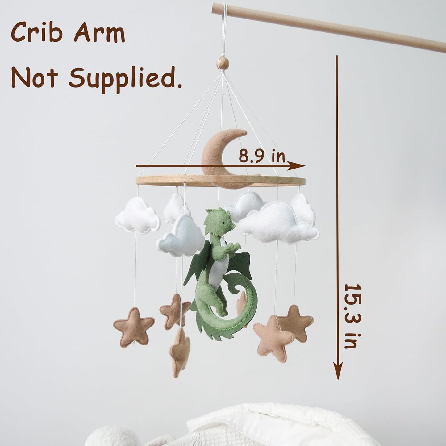 Dragon Mobile for Crib, Dragon Crib Mobile for Boys, Cloud Mobile for Crib, Neutral Baby Mobile for Crib Cloud Nursery Mobile