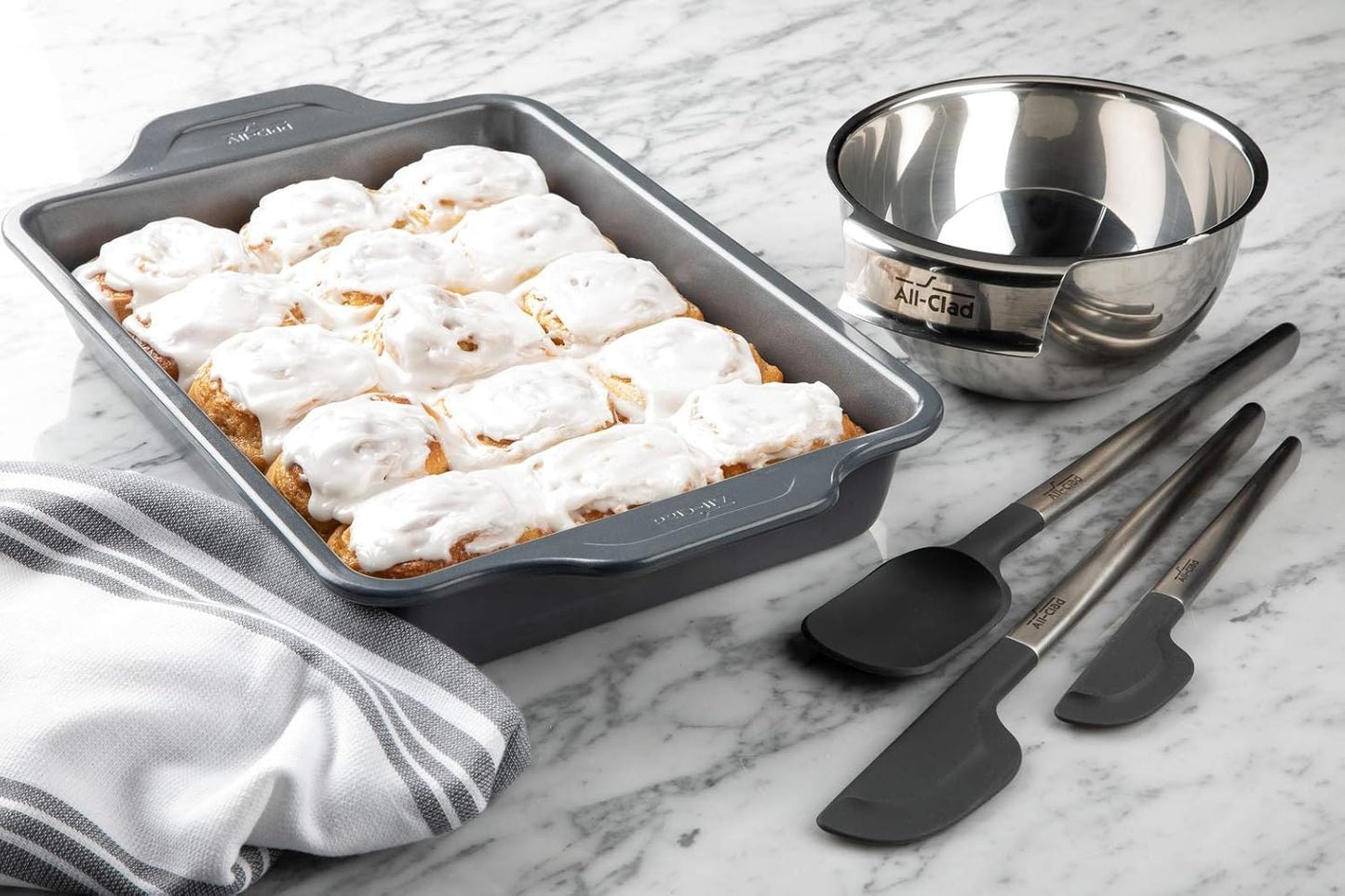 All-Clad Pro-Release Nonstick 9x13 Inch Oven Safe 450F Half Sheet, Cookie Sheet, Muffin Pan, Cooling & Baking Rack, Round & Loaf Cake Pans, Grey