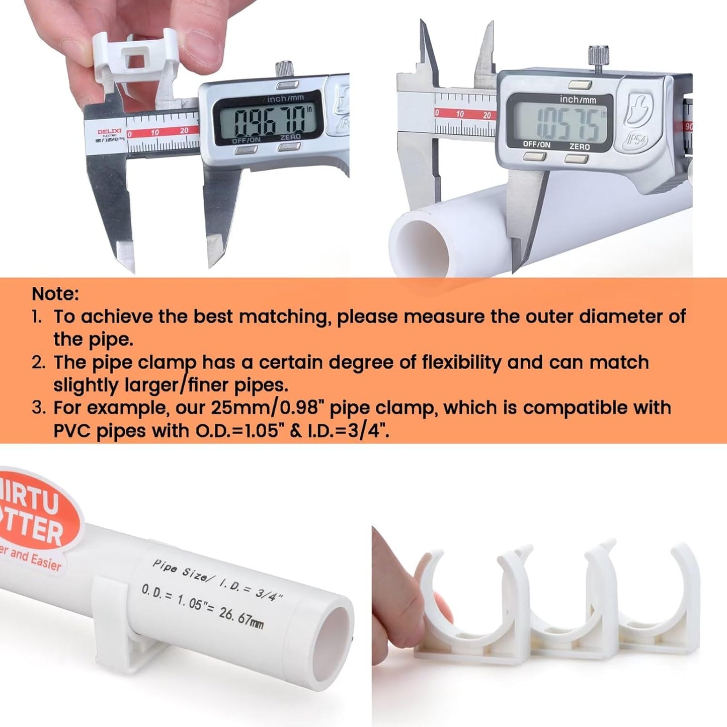 50mm/1.97" (30 PCS) U-Shaped PVC Pipe Clamps (Gray), Hose Hanger Support, High Strength for Home Plumbing, TV Trays, Water Supply, Garden Tubing, PEX, UV Resistant, fit for 1-1/2" PVC Pipe Sch40