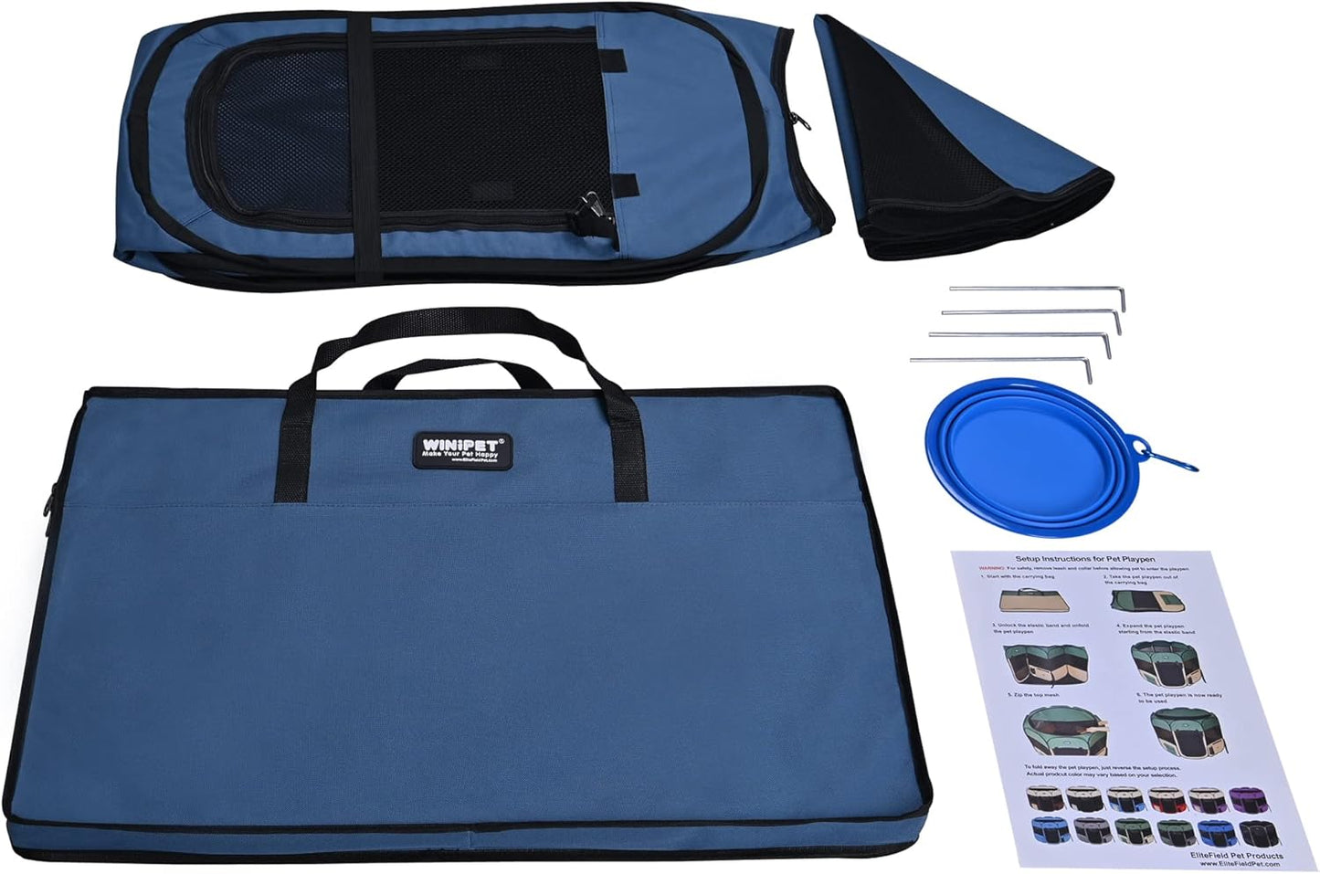 2-Door Folding Soft Pet Playpen (2 Year Warranty), Plus Carrying Bag and Food Grade Silicone Bowl, 10-Size and 12-Color Portable Dog Cat Playpen, Exercise Pen, Indoor & Outdoor Pet Home