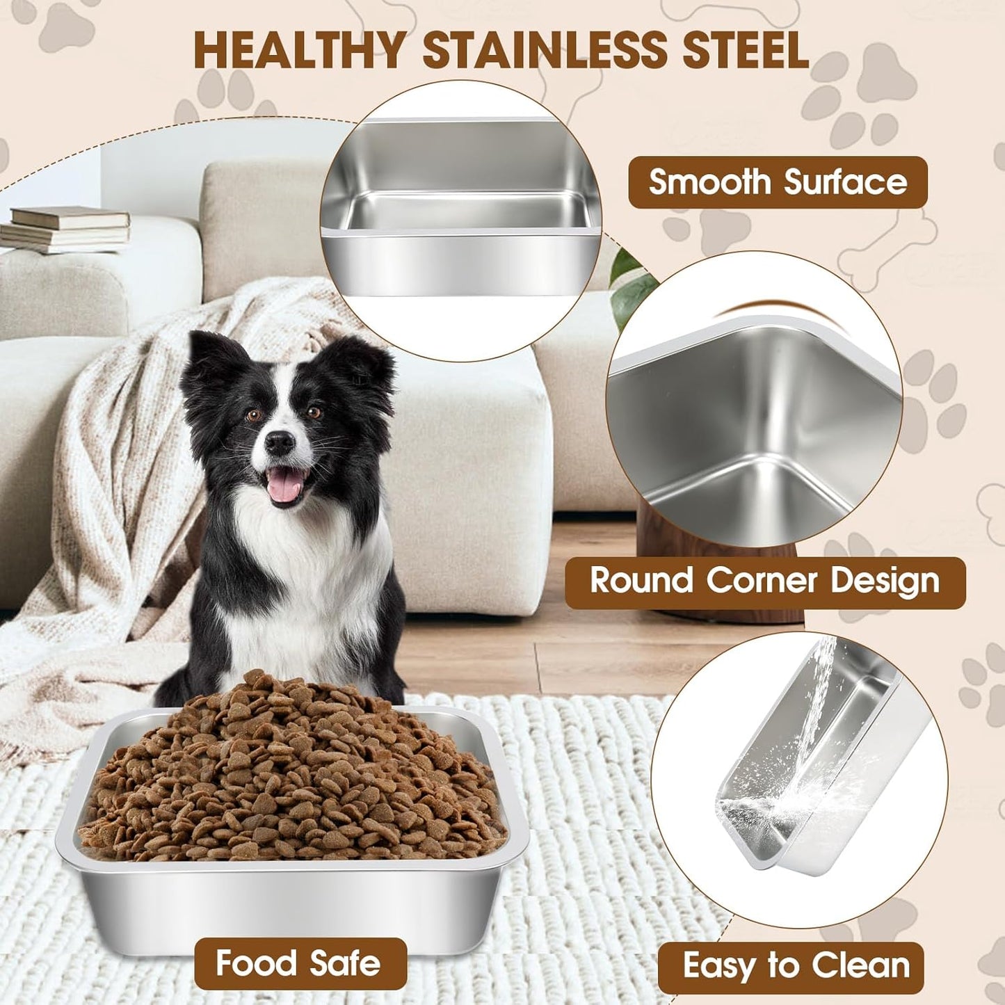 Elevated Dog Water Bowl 3.5 Gallons, 4 Height Adjustable Raised Dog Bowl Stand, Non-Slip, Stainless Steel Food & Water Feeding Bowls for Large Breed