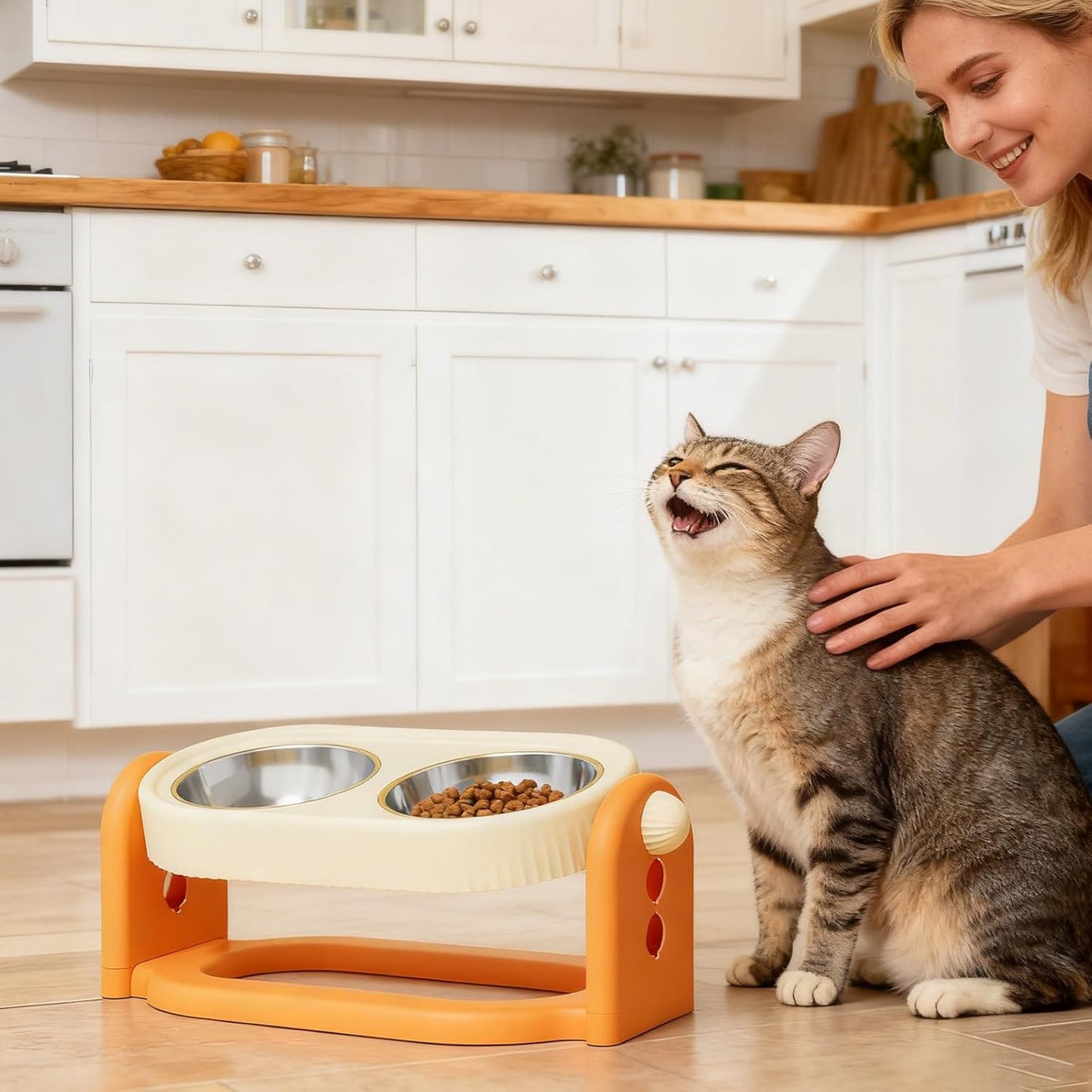 Multi Height Feeding Station, Portable Animal Meal Rack, Removable Dish with Support, Lightweight Puppy Kitten Food Water Holder, Bowl with Sleek Design, Accessory for Indoor Outdoor