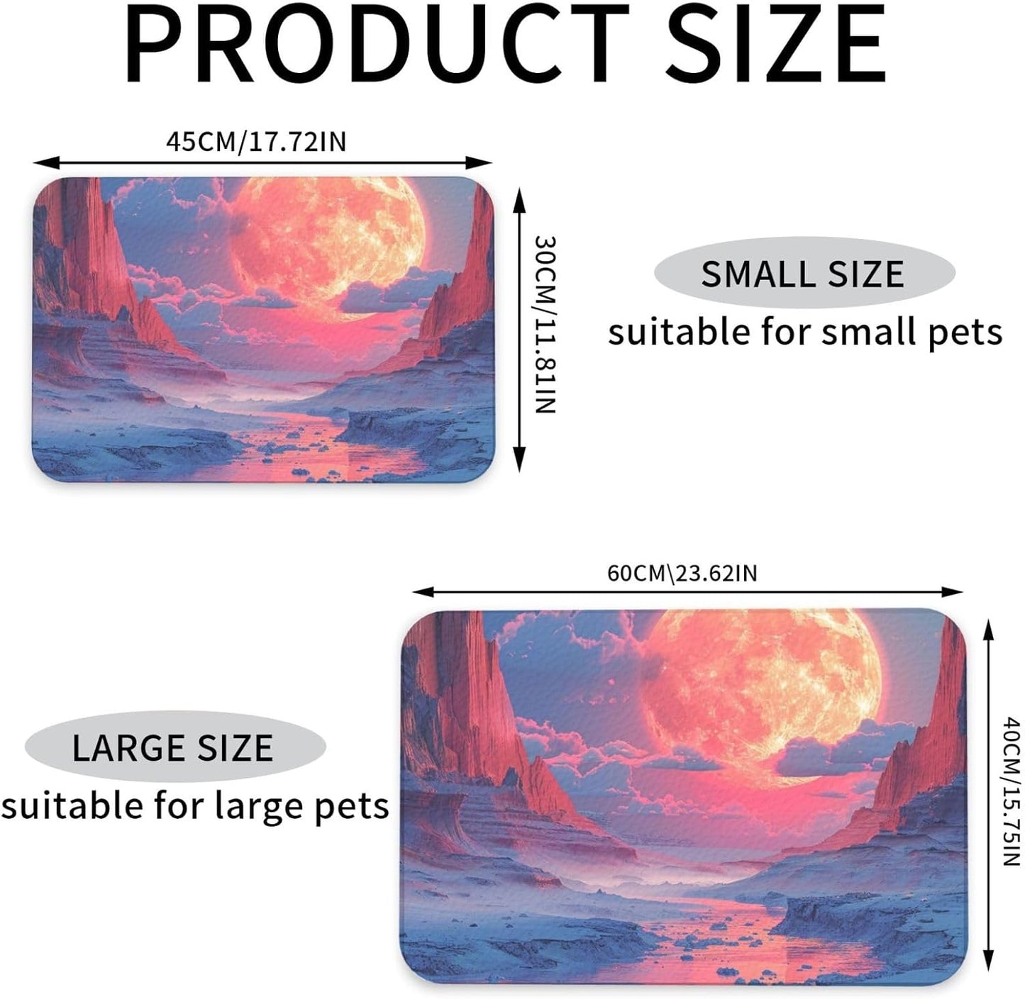 Pet Feeding Mat Leather Dog Food Mat Waterproof Pet Tablecloth Alpine Scene Pet Placemat for Dogs Absorbent Dog Bowl Mat Anti-Slip Dogs Mats for Food and Water