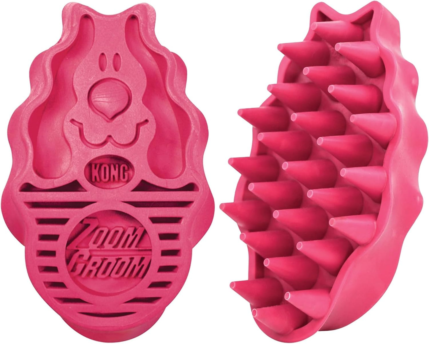 KONG - ZoomGroom - Dog Brush for Grooming and Shampooing - Red Brush for Large Dogs