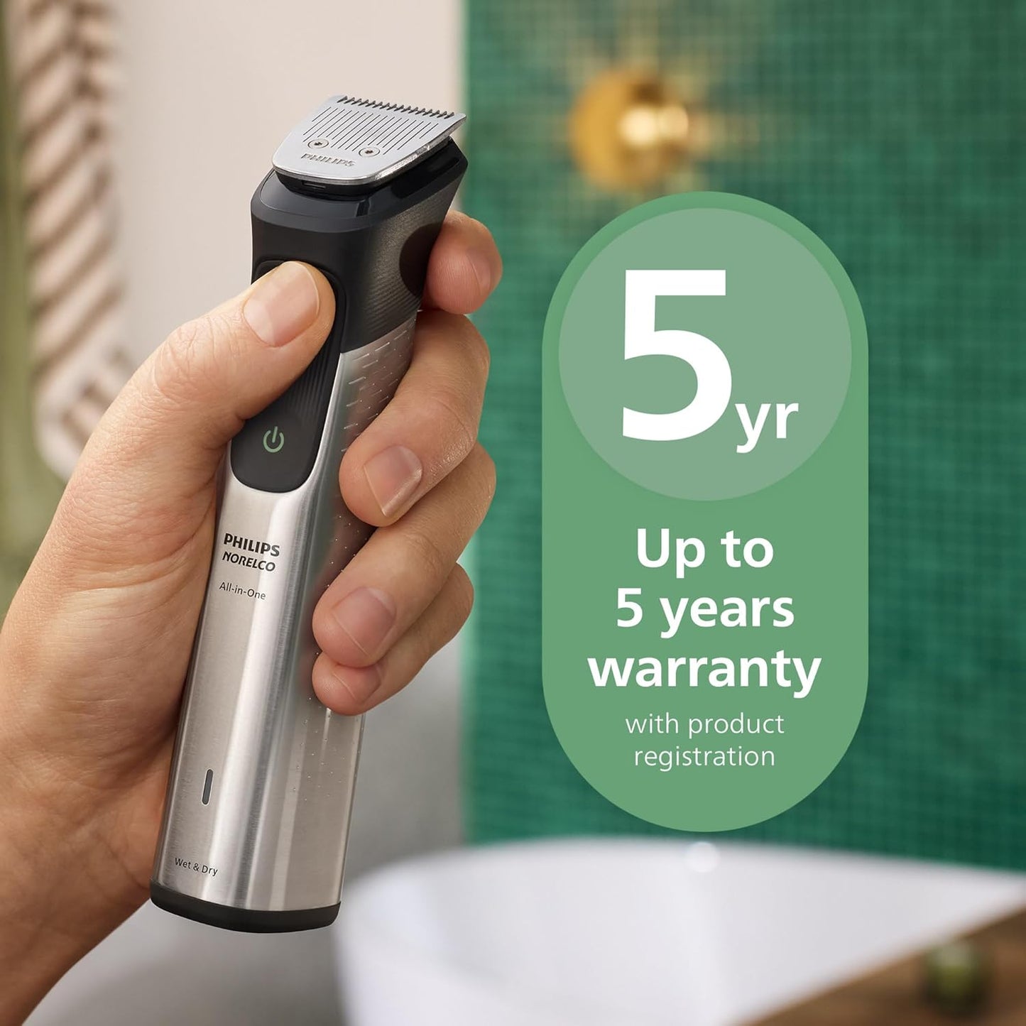 Norelco Philips All-in-One Series 7000 23-Piece Trimmer - Electric Shaver and Clipper for Face, Beard, Head & Body, Self-Sharpening Titanium Blades, 26 Length Settings (0.5-16 mm), MG7970/49